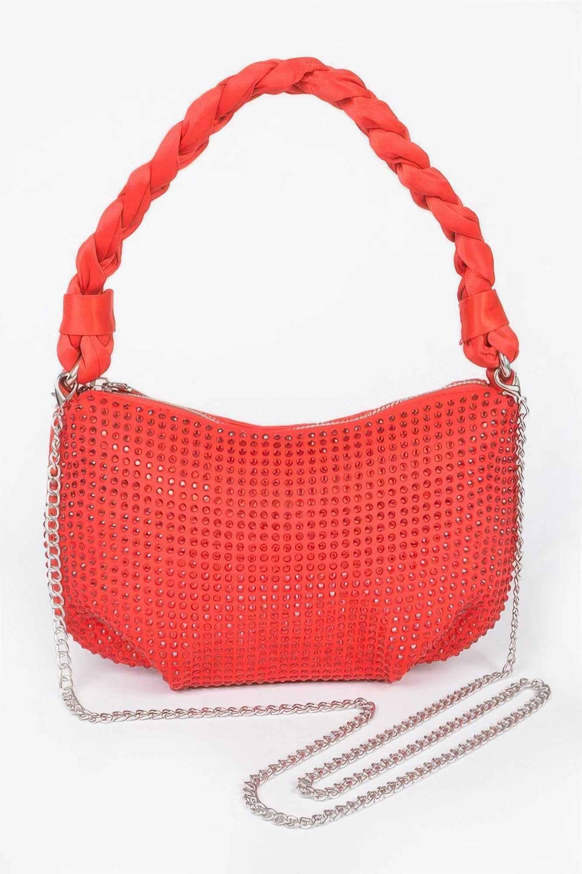 Hot Fix Stone Twisted Handle Small Hobo Bag