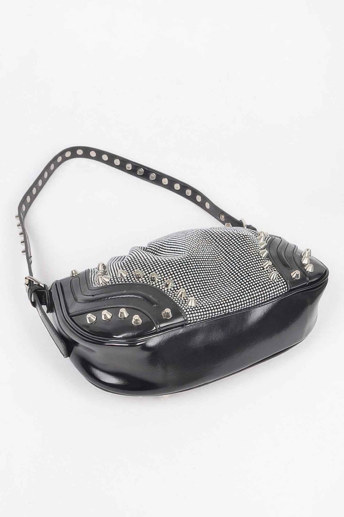 Hot Fix Stones Metal Stud Shoulder Bag
