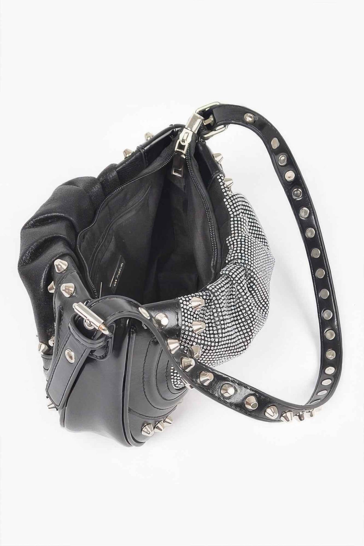 Hot Fix Stones Metal Stud Shoulder Bag