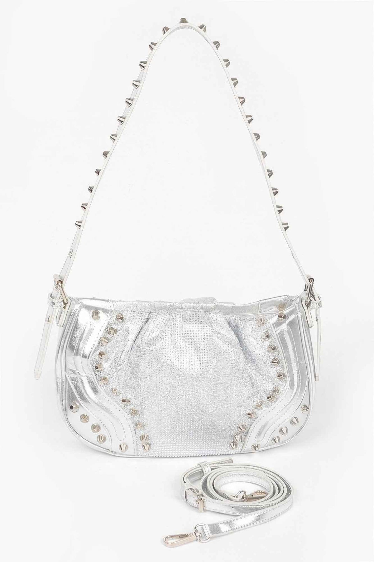 Hot Fix Stones Metal Stud Shoulder Bag
