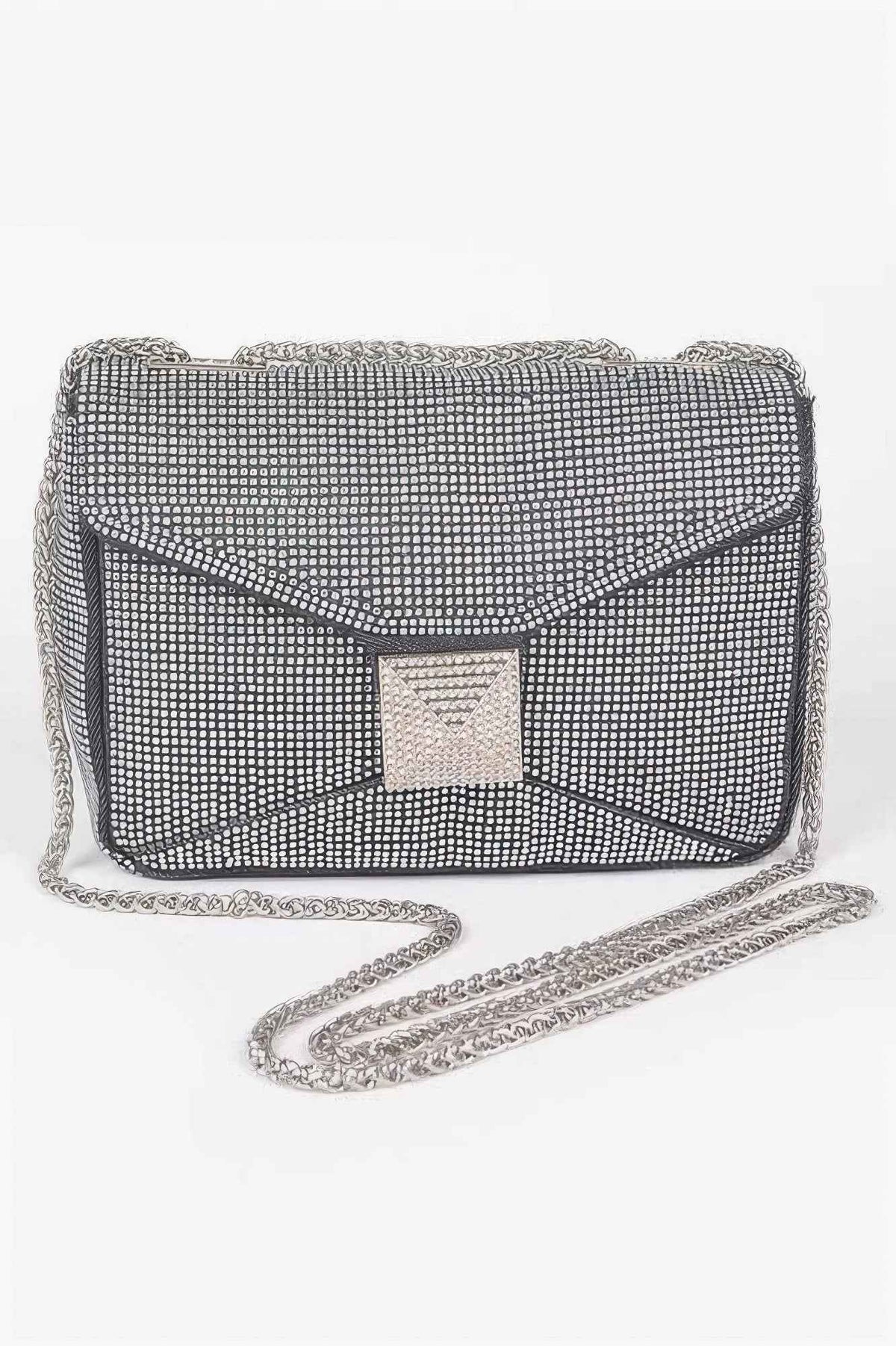 Hot Fix Rhinestone Denim Clutch