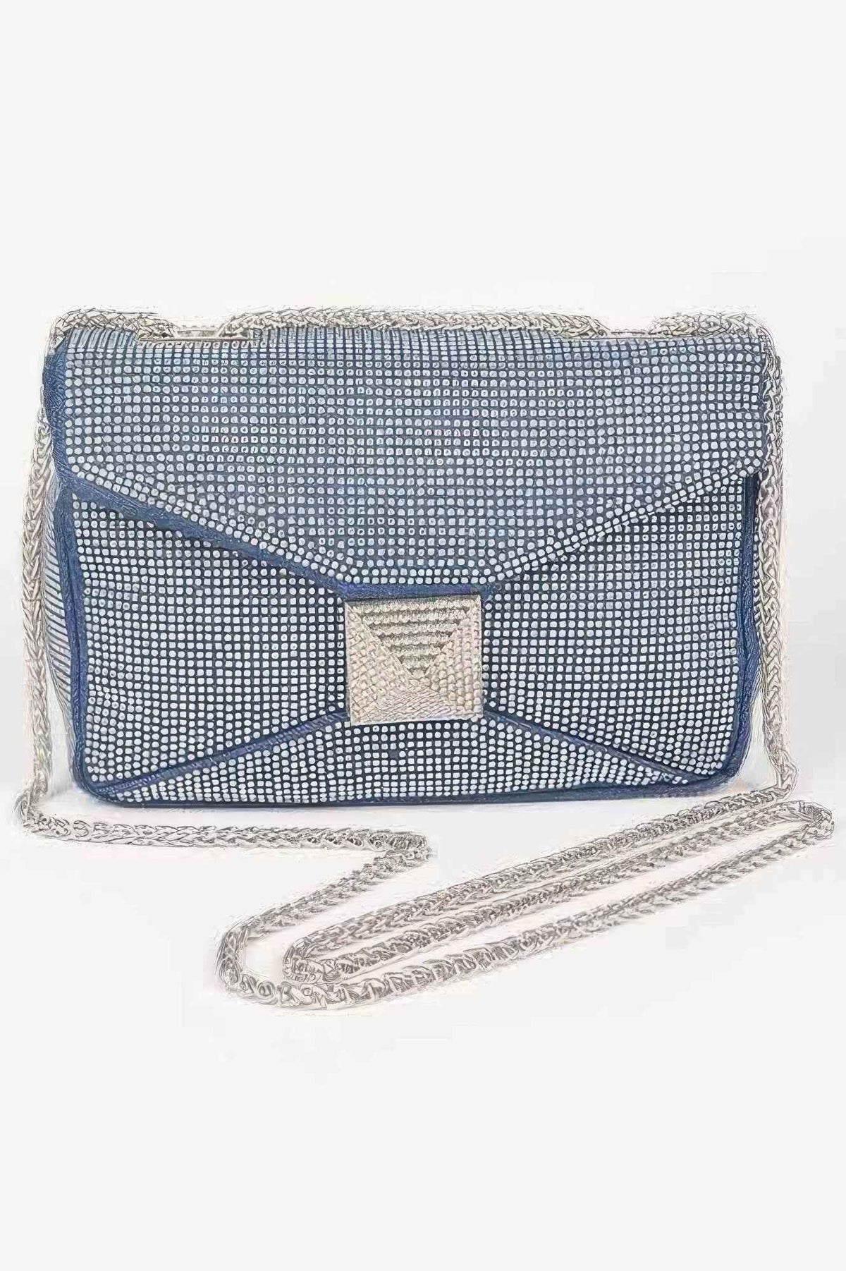 Hot Fix Rhinestone Denim Clutch