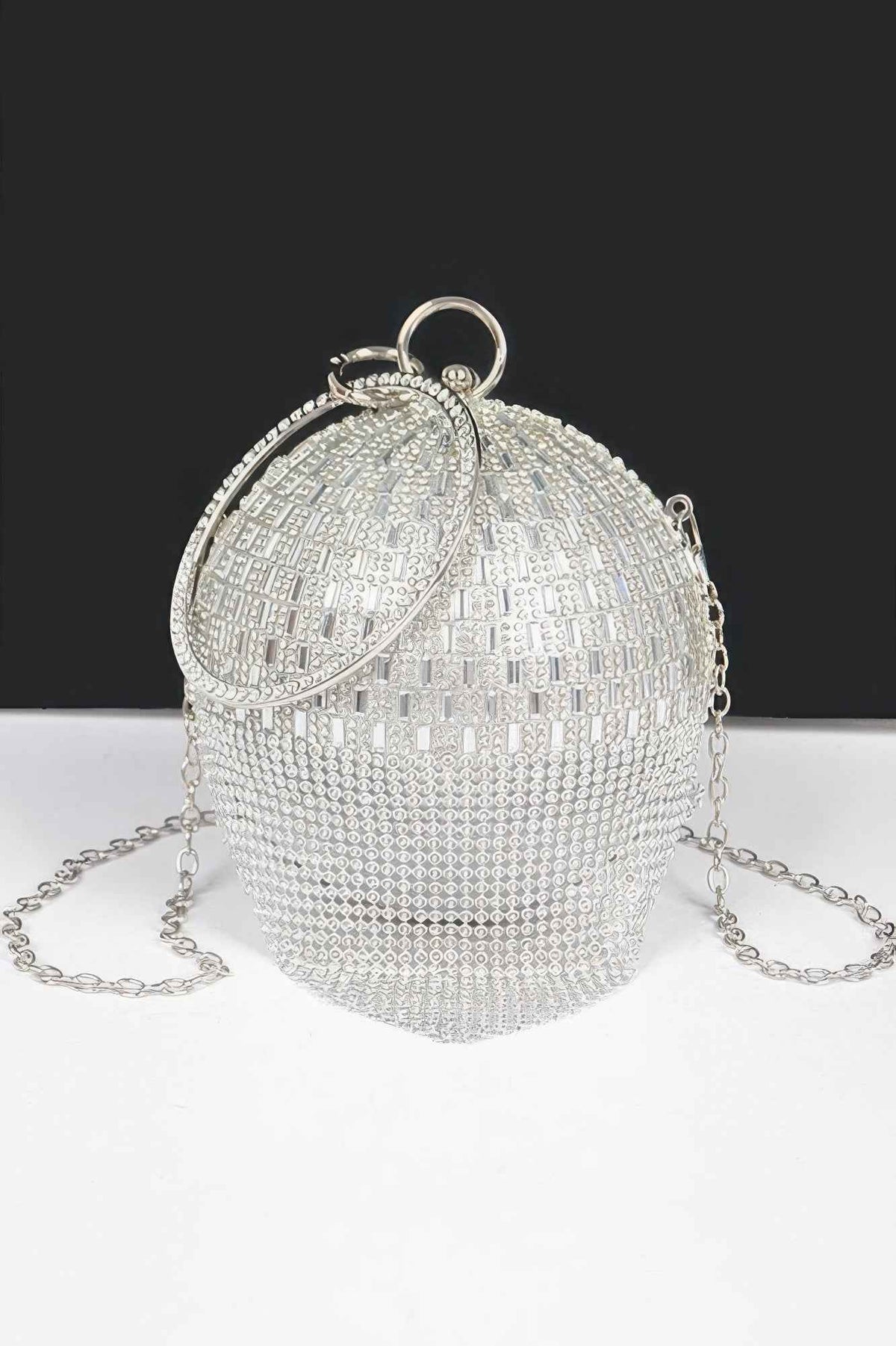 Rhinestone Glass Round Ball Clutch