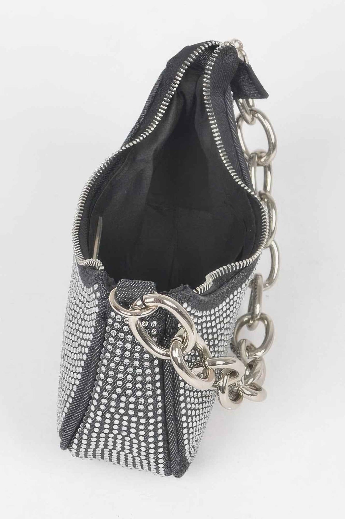 Hot Fix Stone Small Hobo Bag W/chain