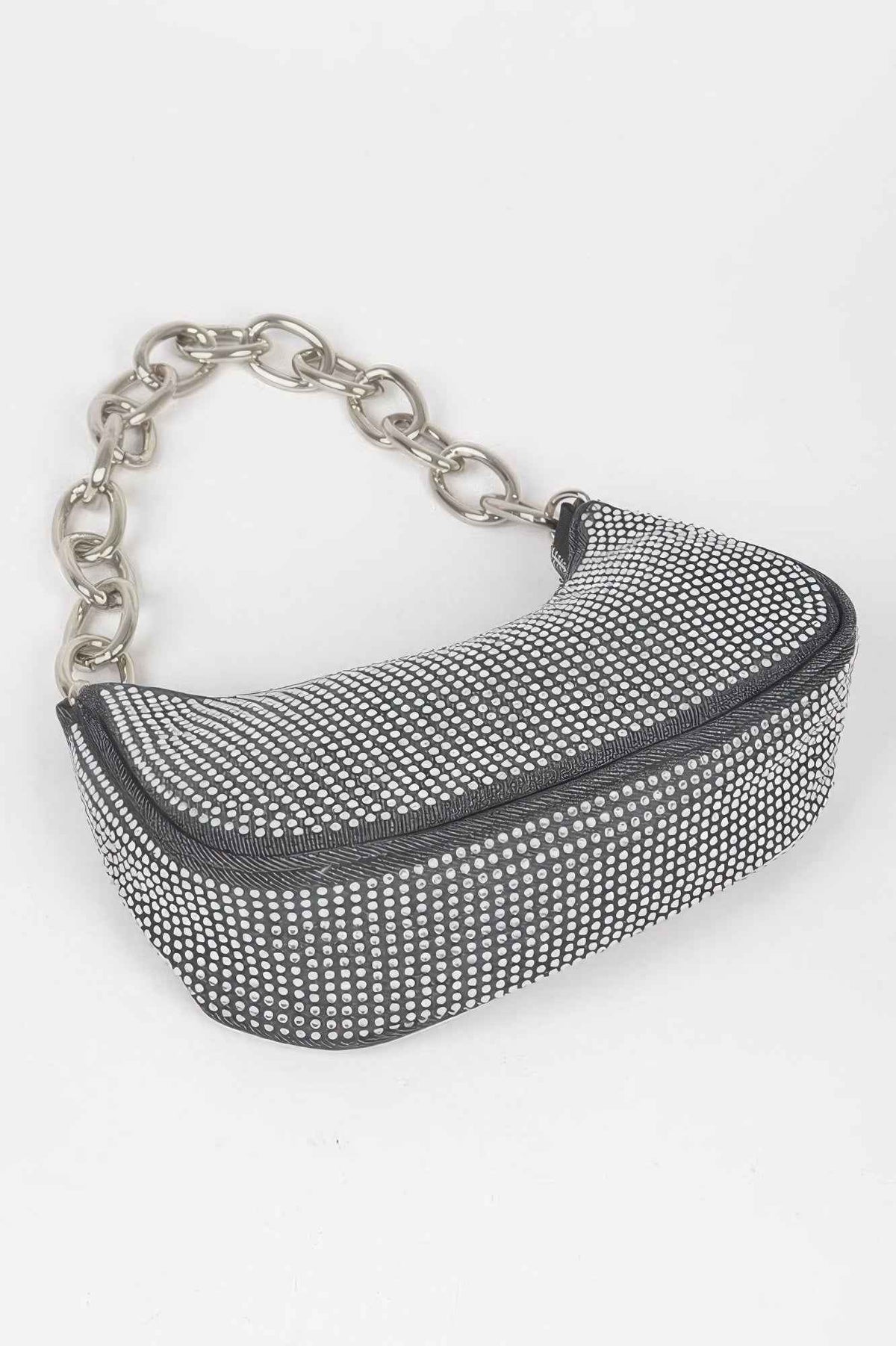 Hot Fix Stone Small Hobo Bag W/chain