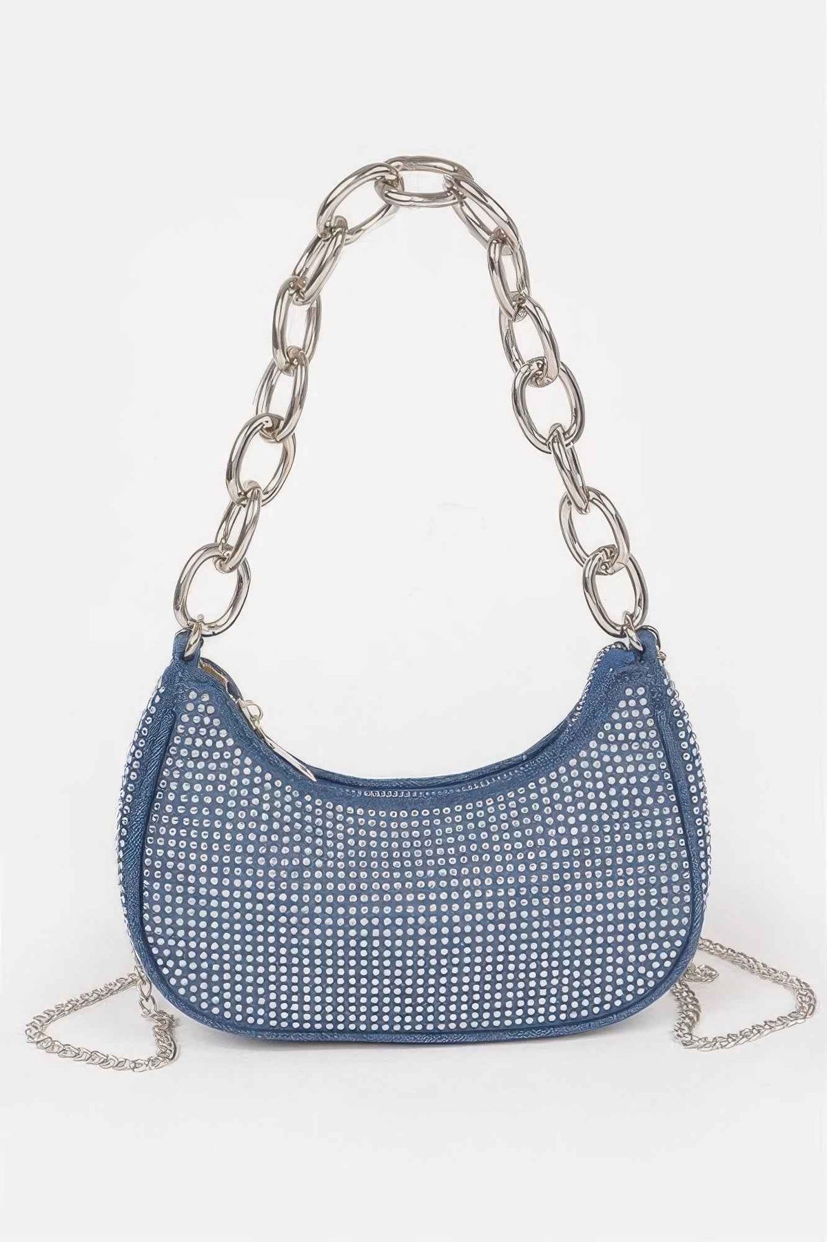 Hot Fix Stone Small Hobo Bag W/chain