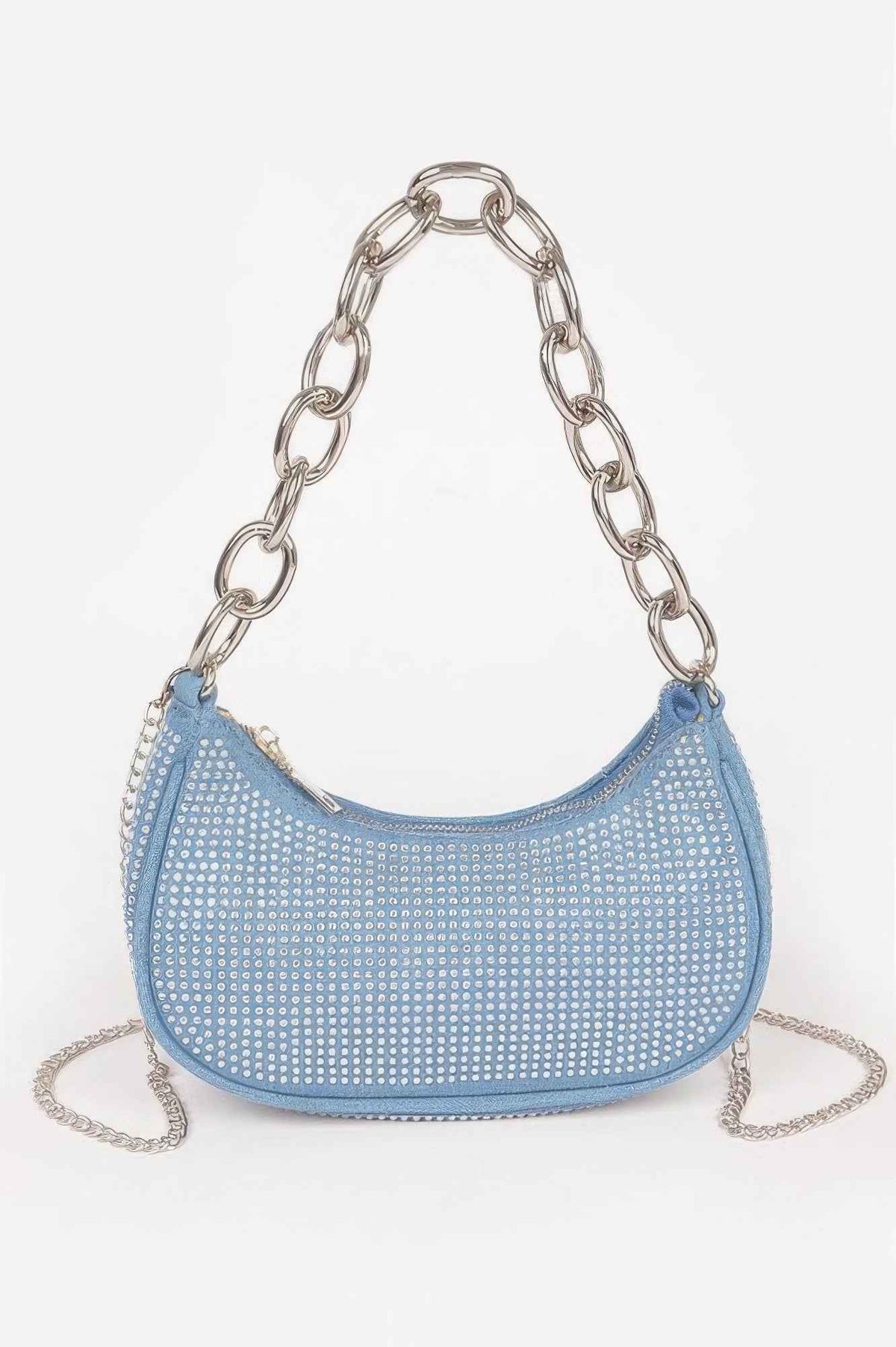 Hot Fix Stone Small Hobo Bag W/chain