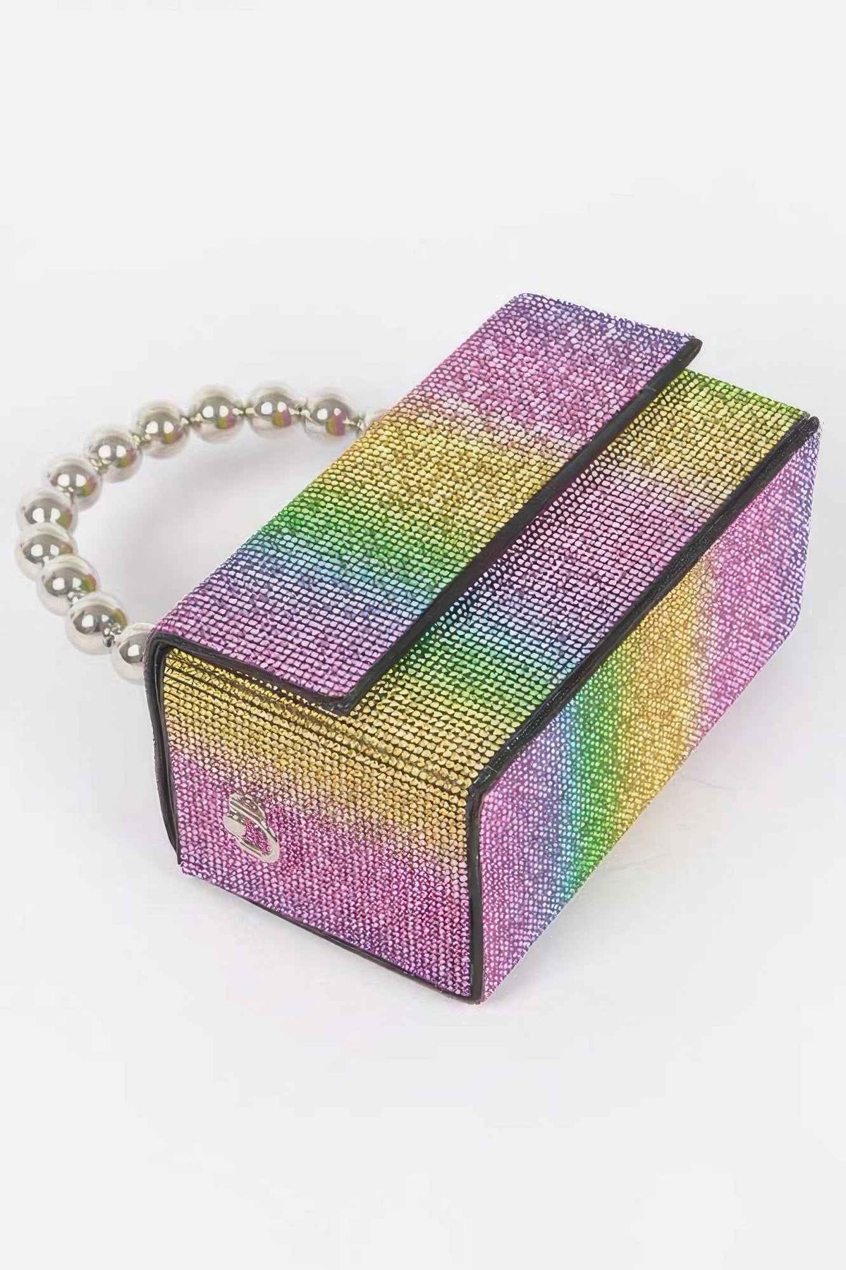 Rhinestone Ball Chain Handle Bag