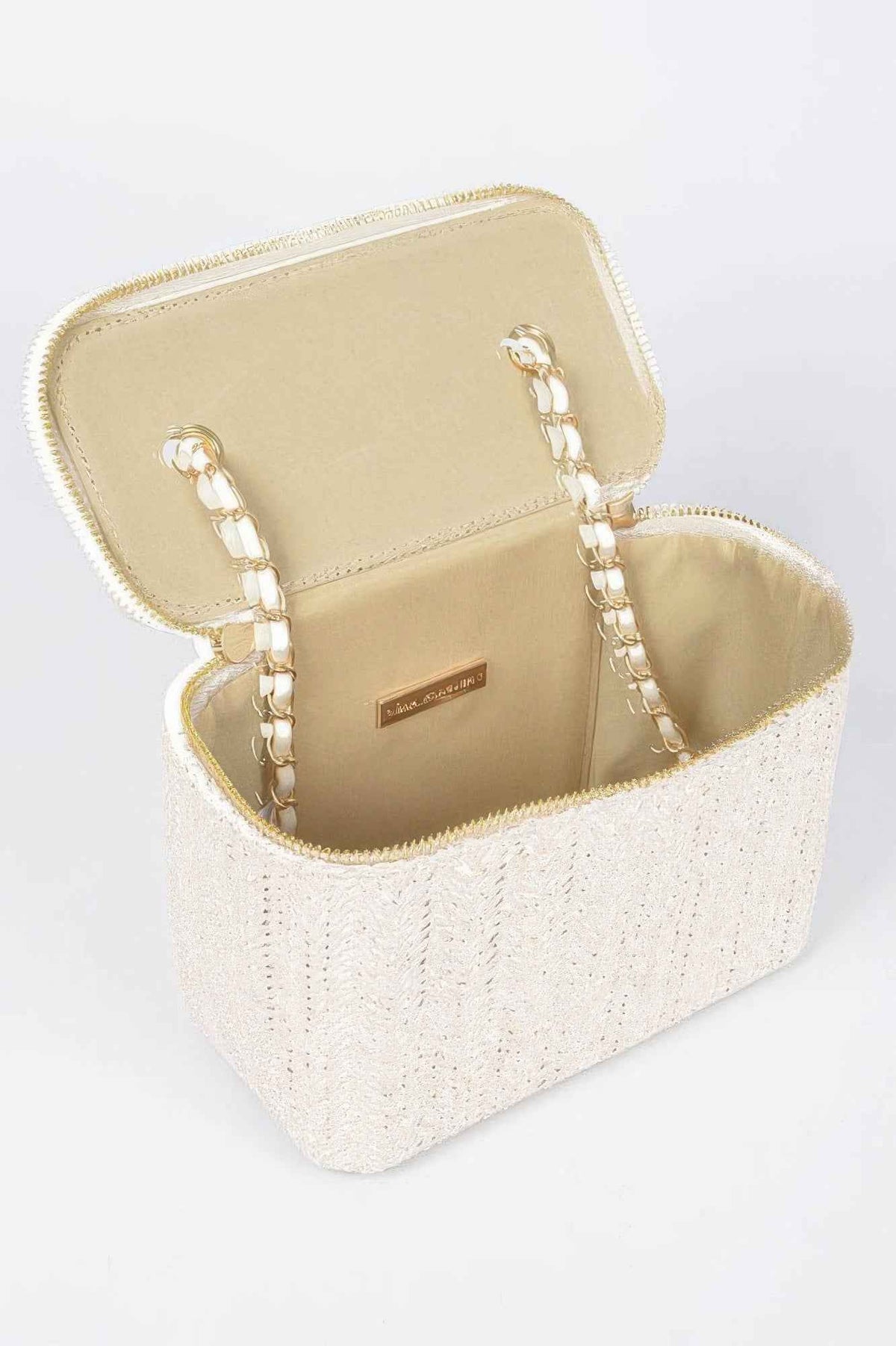 Faux Straw Cosmetic Case Bag