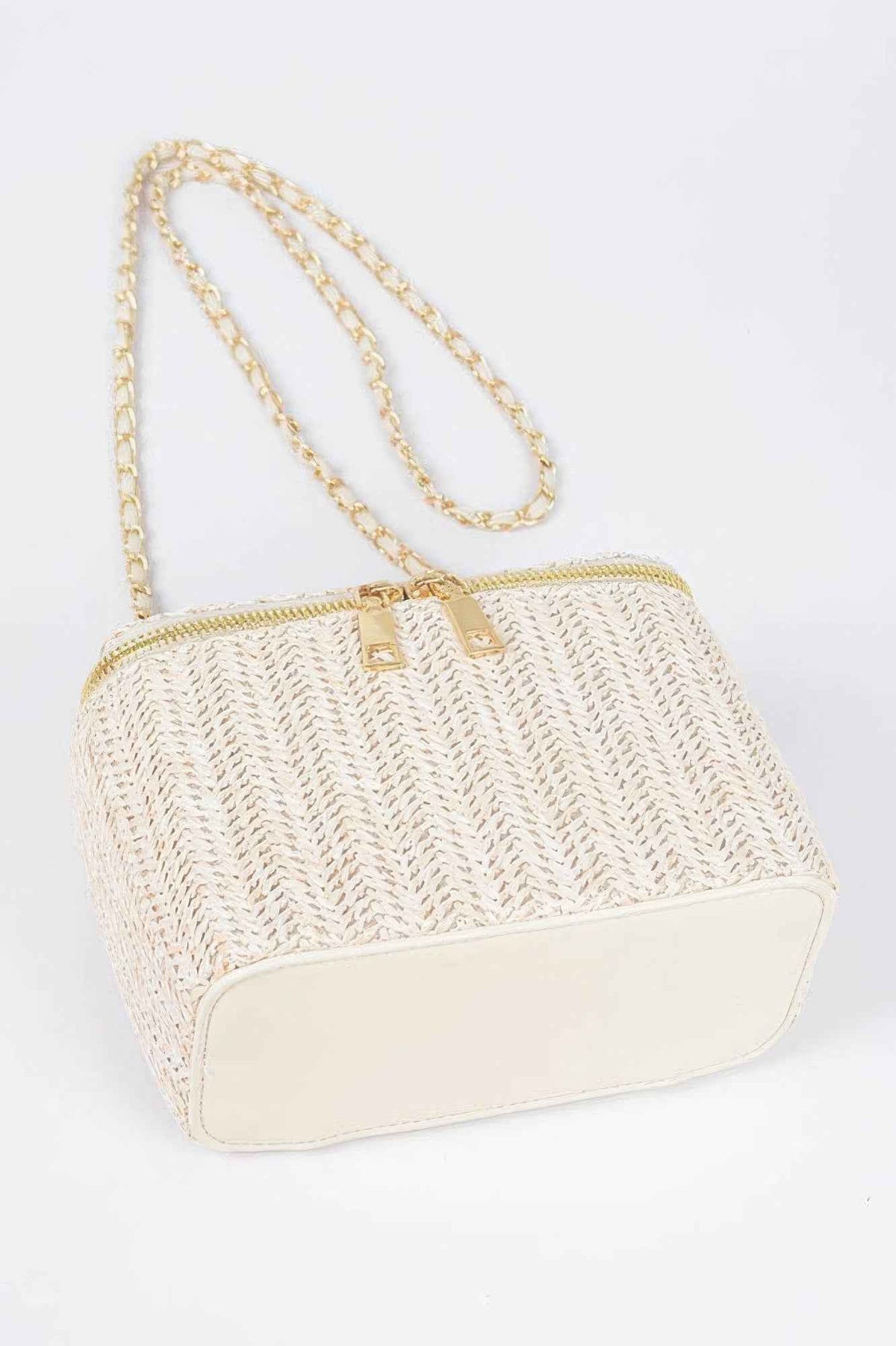 Faux Straw Cosmetic Case Bag