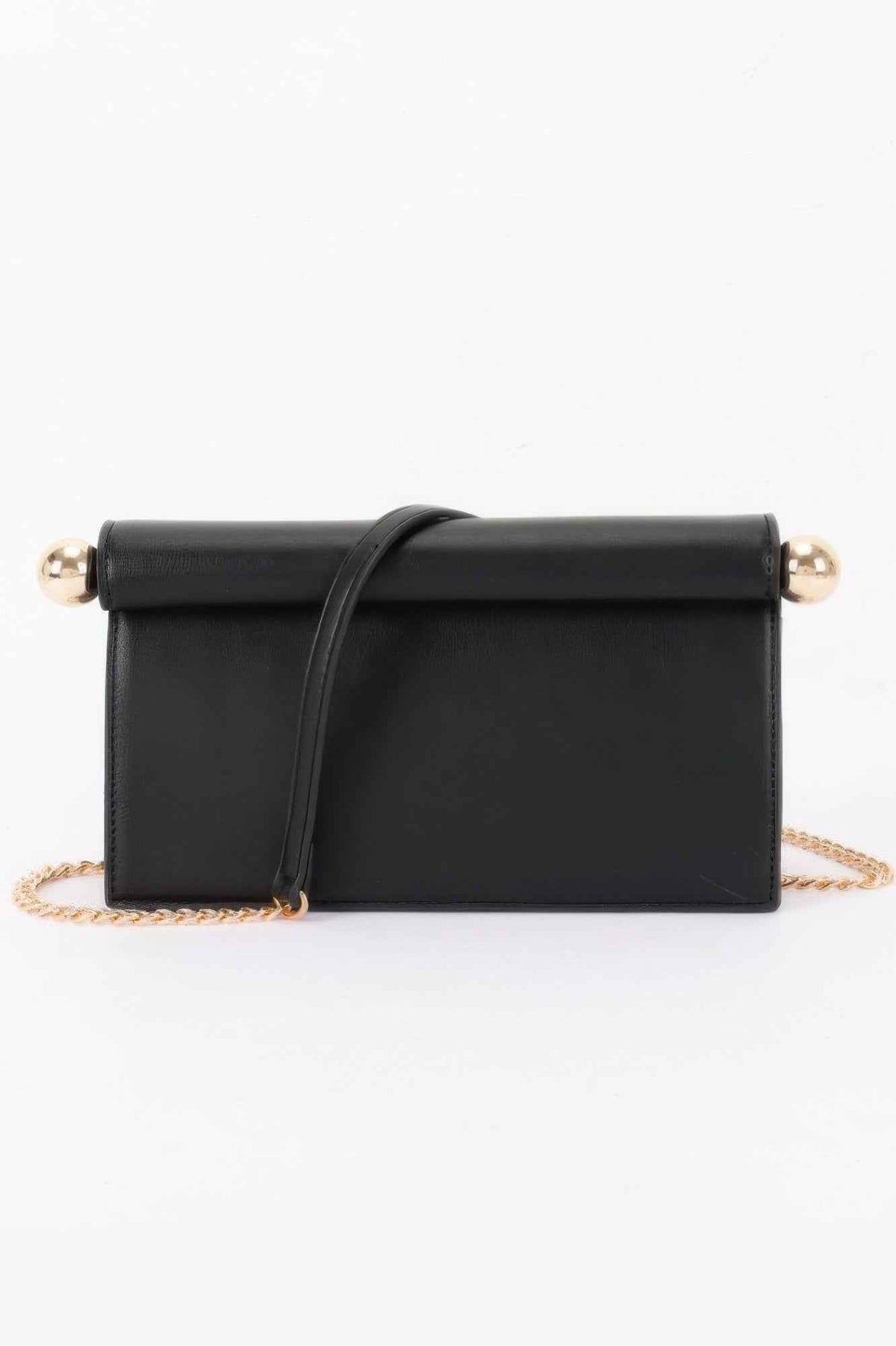 Roll-top Sphere Accent Chain Clutch