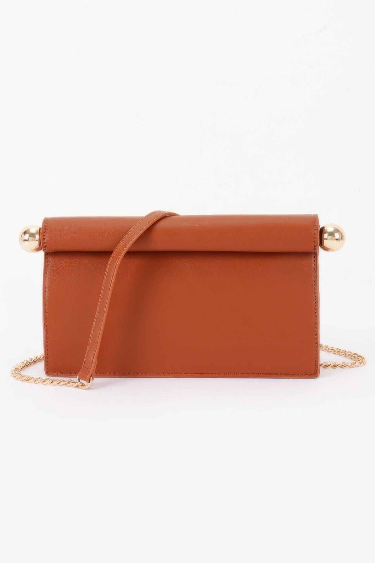 Roll-top Sphere Accent Chain Clutch