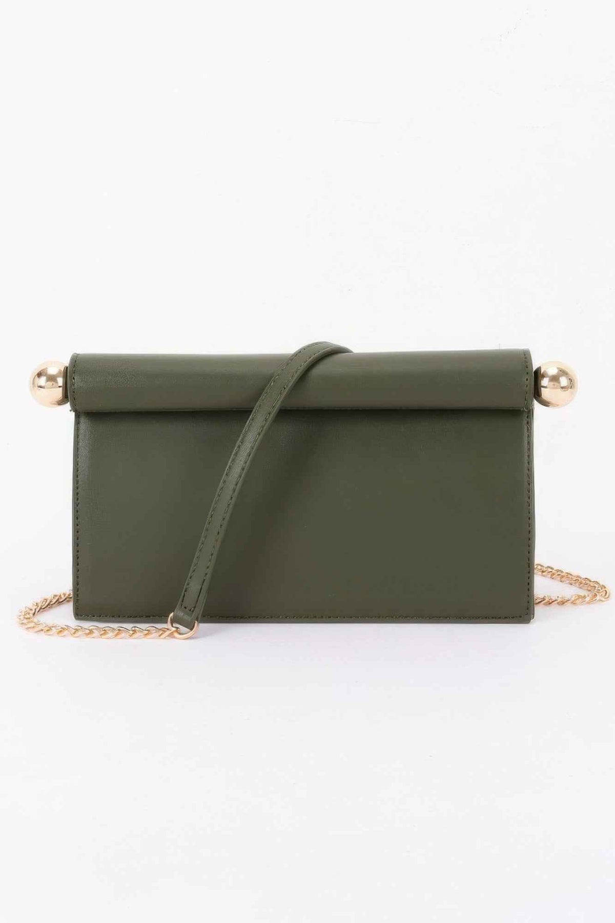 Roll-top Sphere Accent Chain Clutch