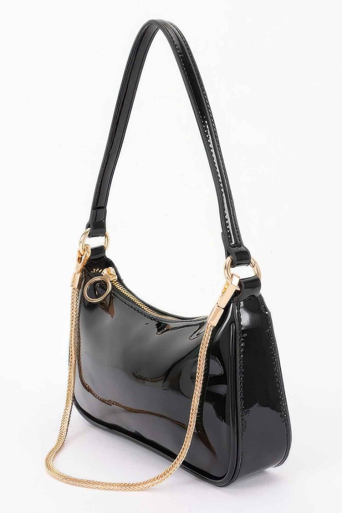Patent Vegan Leather Chain Shoulder Bag