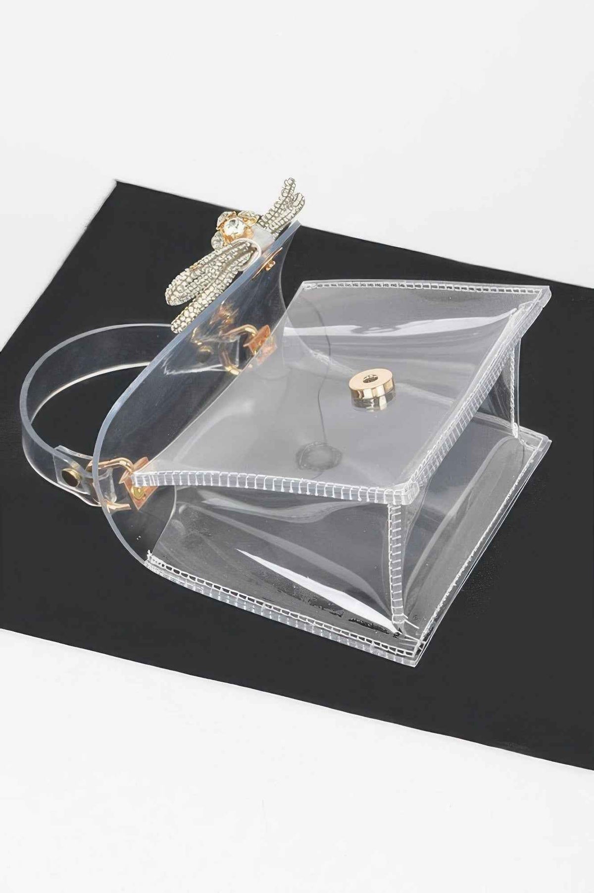 Transparent Rhinestone Bow Top Handle Bag