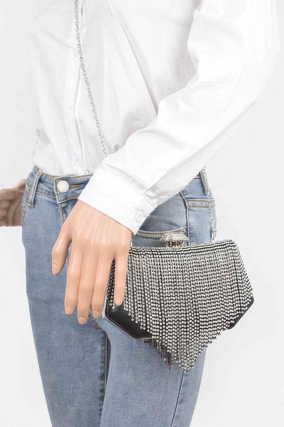 Rhinestone Fringe Party Cluth