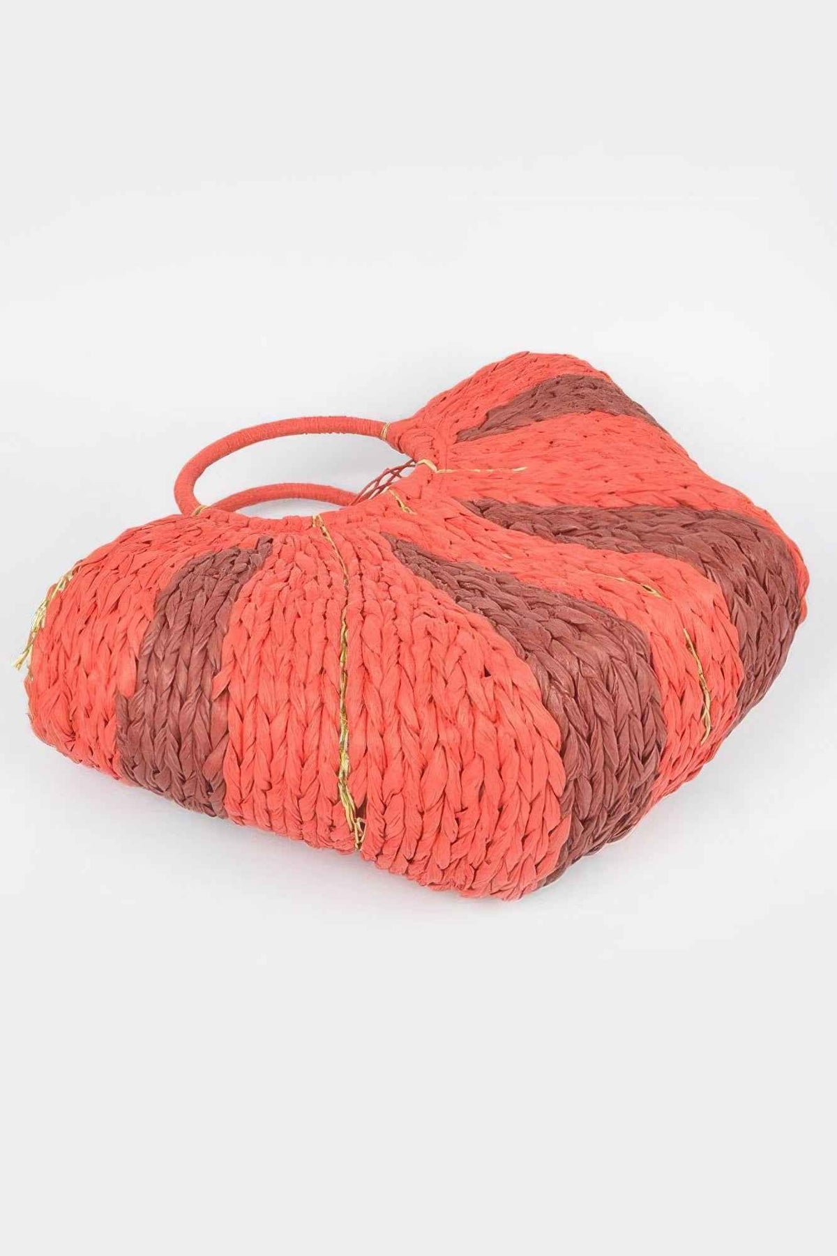 Two Tone Straw Tote Bag