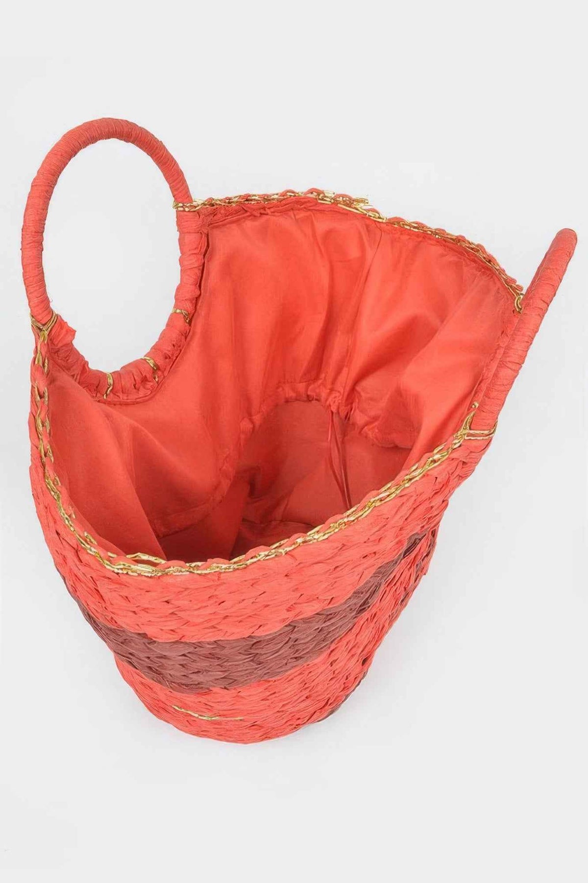 Two Tone Straw Tote Bag