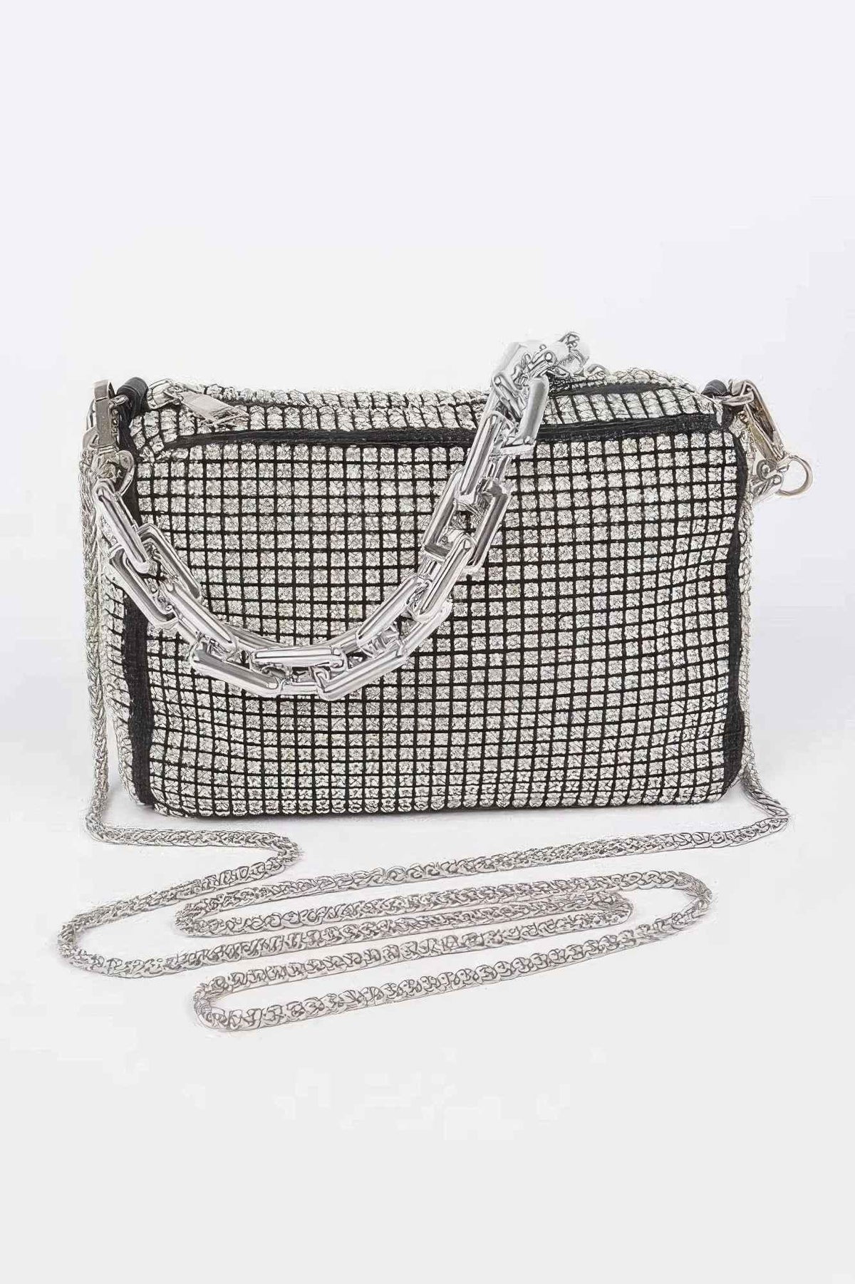 Oversized Rhinestone Bag W Link Chain