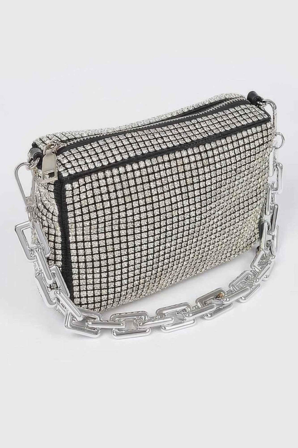 Oversized Rhinestone Bag W Link Chain