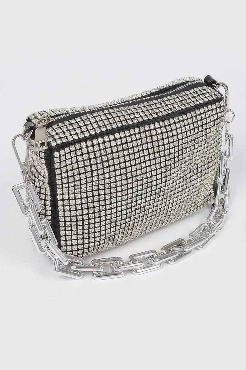 Oversized Rhinestone Bag W Link Chain