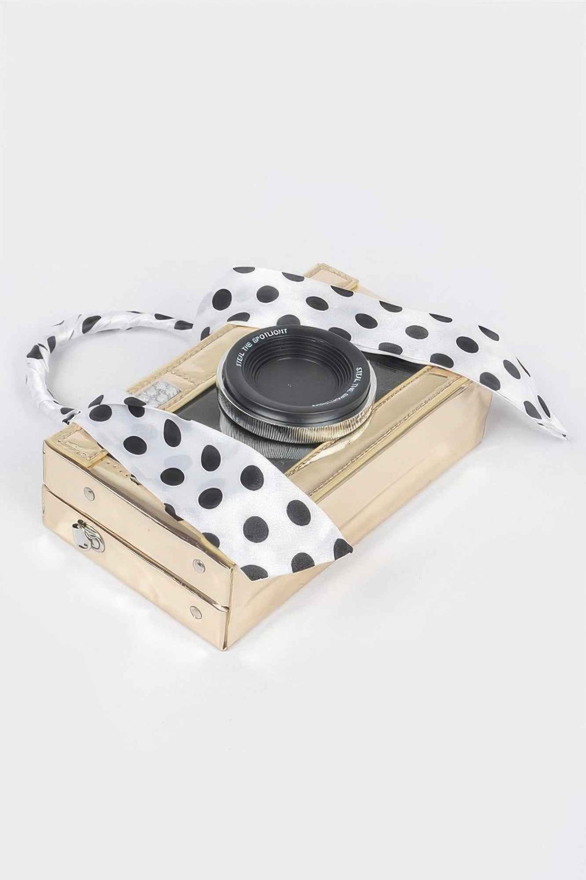 Mirror Vegan Leather Clear Tophandle Camera Clutch