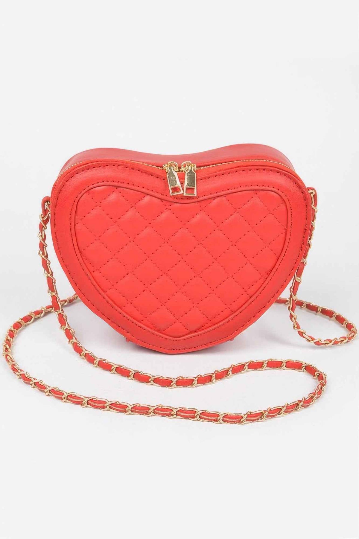 Quilted Heart Shape Crossbody Bag