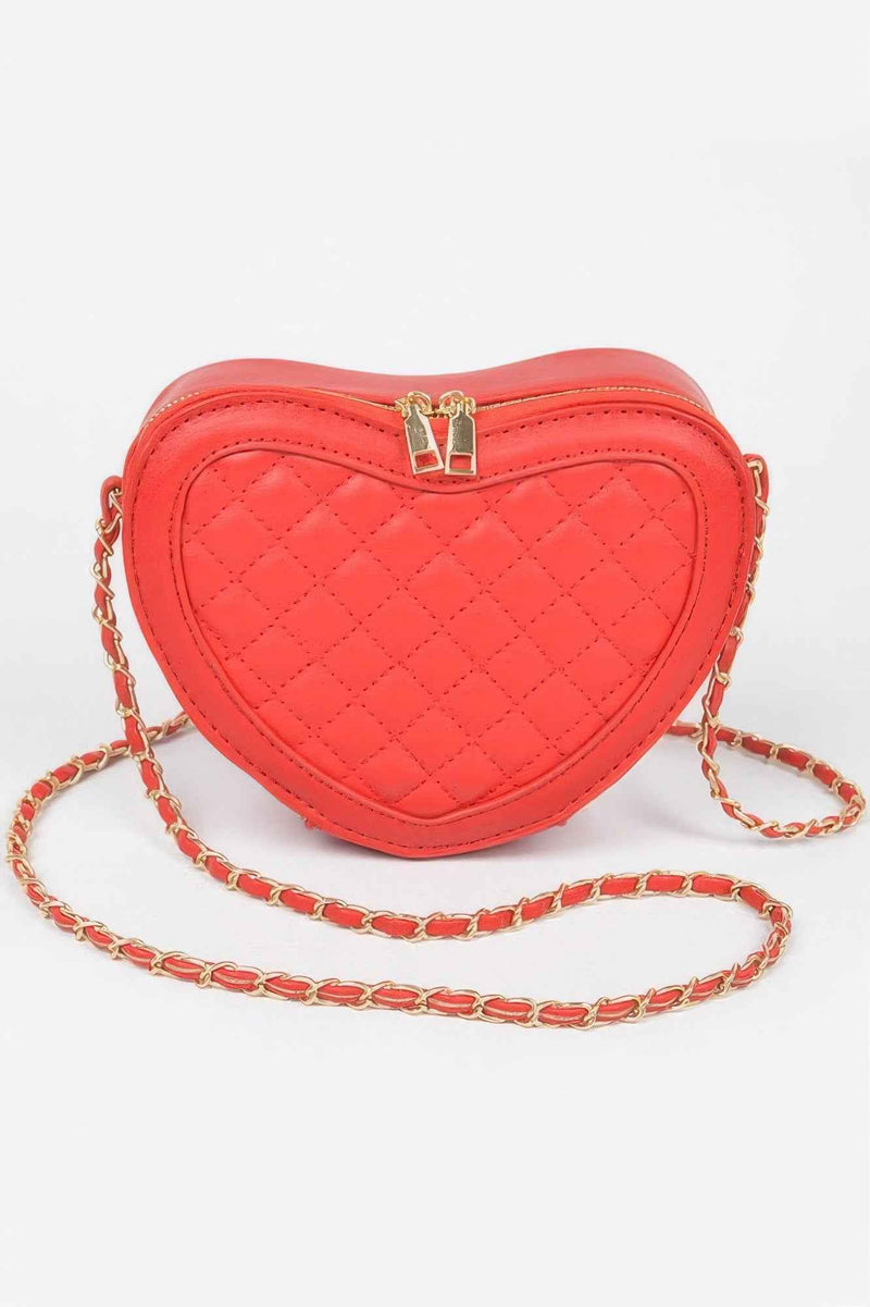 Quilted Heart Shape Crossbody Bag