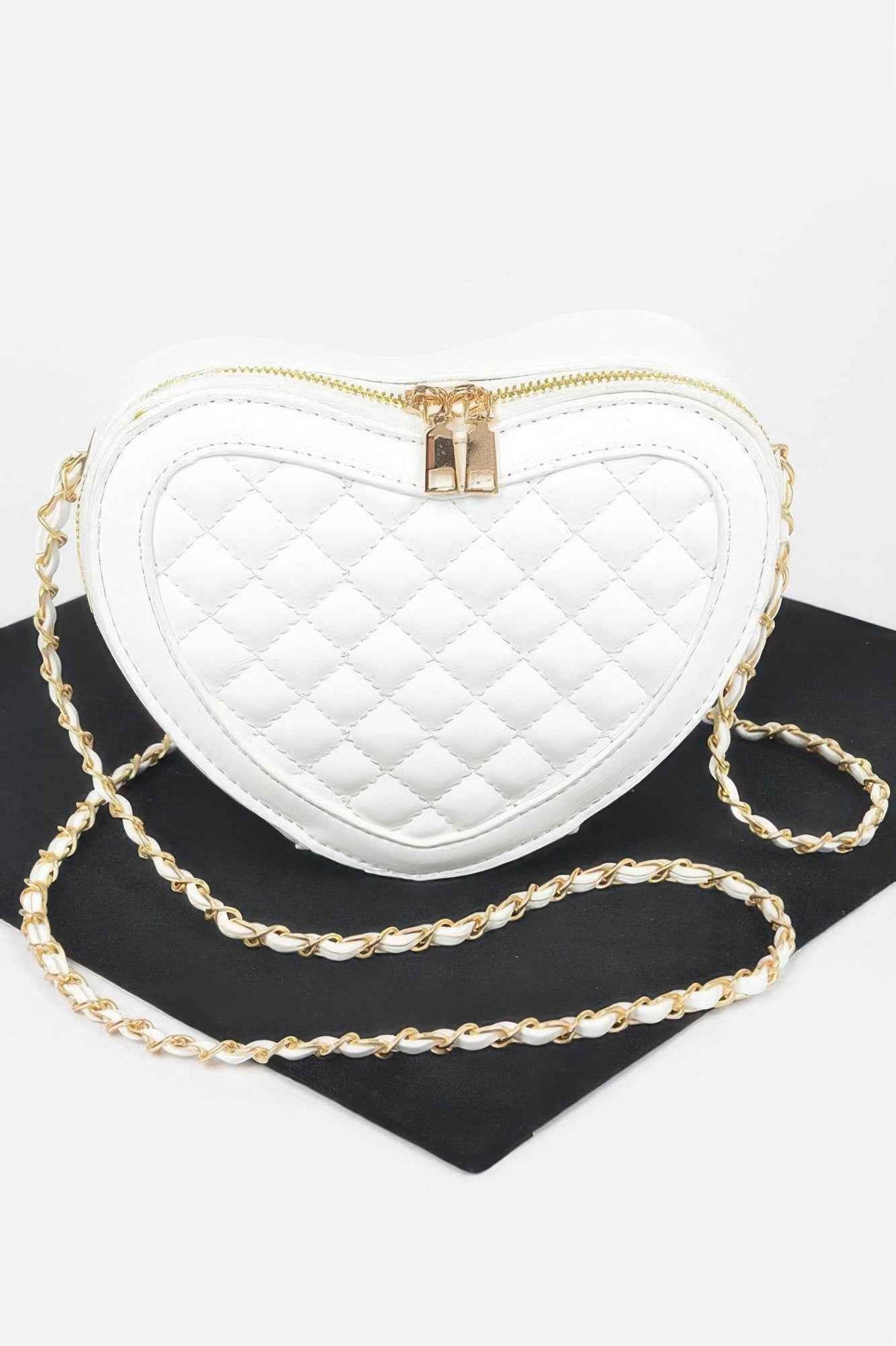 Quilted Heart Shape Crossbody Bag