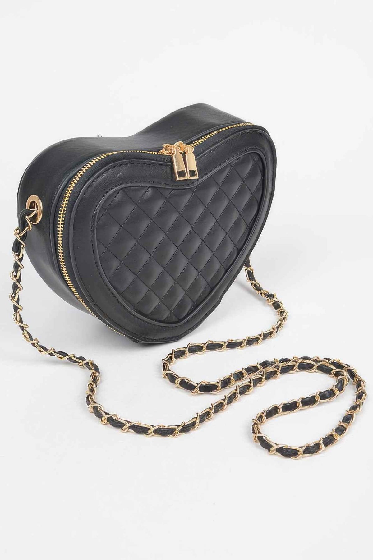 Quilted Heart Shape Crossbody Bag