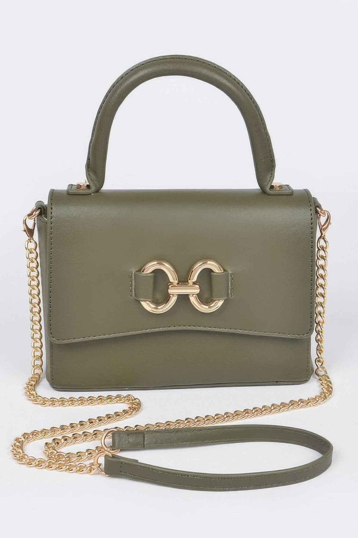 Faux Leather Top Handle Bag