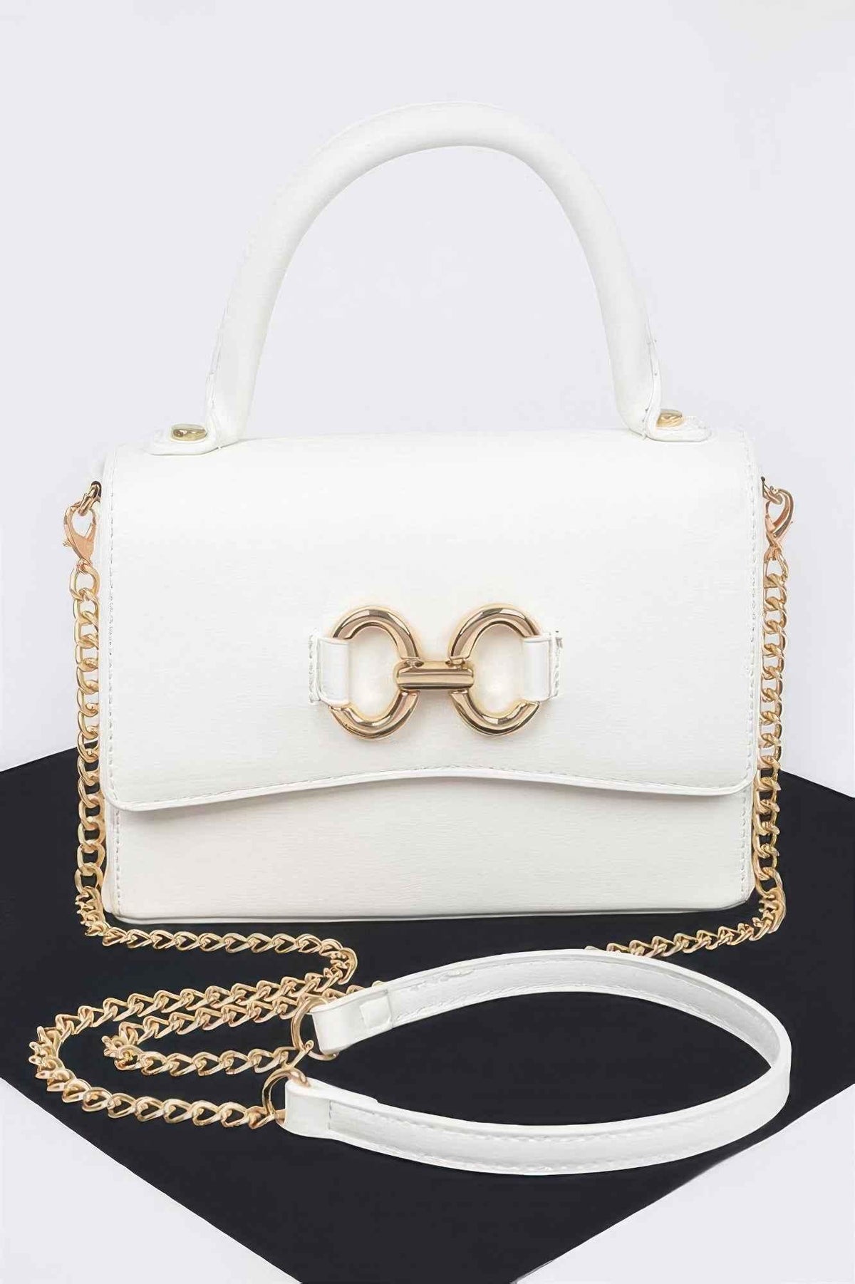 Faux Leather Top Handle Bag