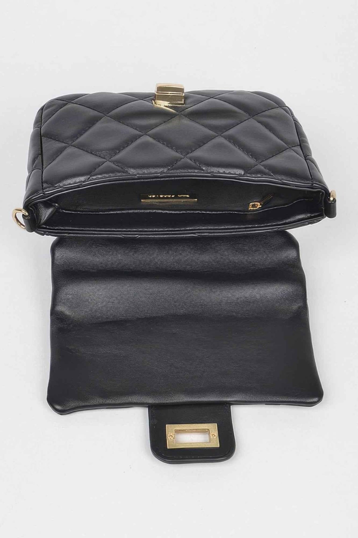 Quilted Faux Leather Chain Flap Bag