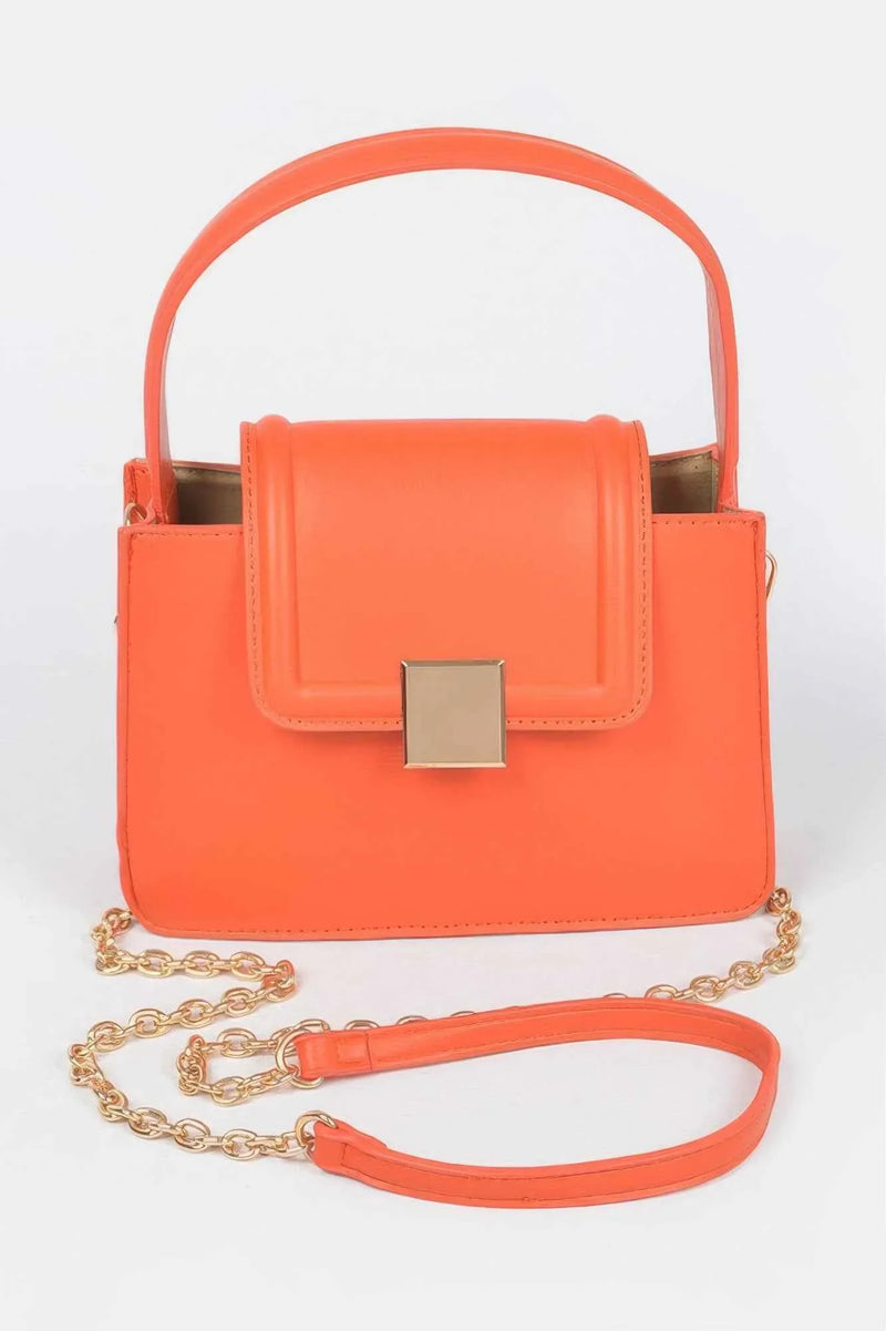 Faux Leather Top Handle Crossbody Bag