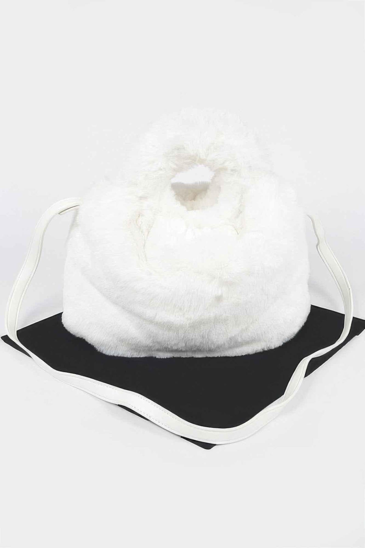 Faux Fur Round Handle Bucket Bag