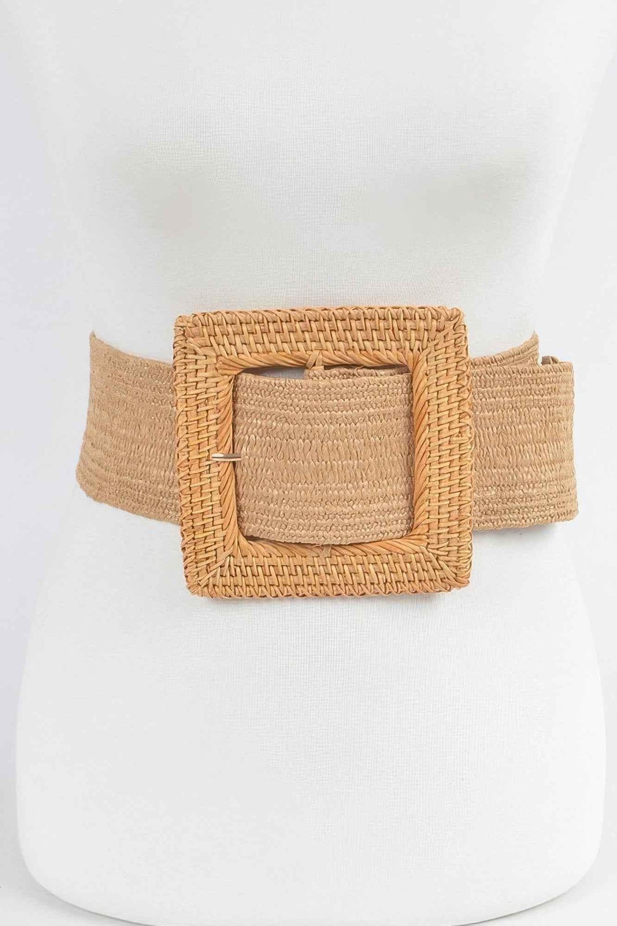 Oversized Bamboo Buckle Waist Elastic Belt