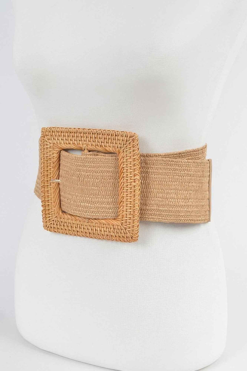 Oversized Bamboo Buckle Waist Elastic Belt