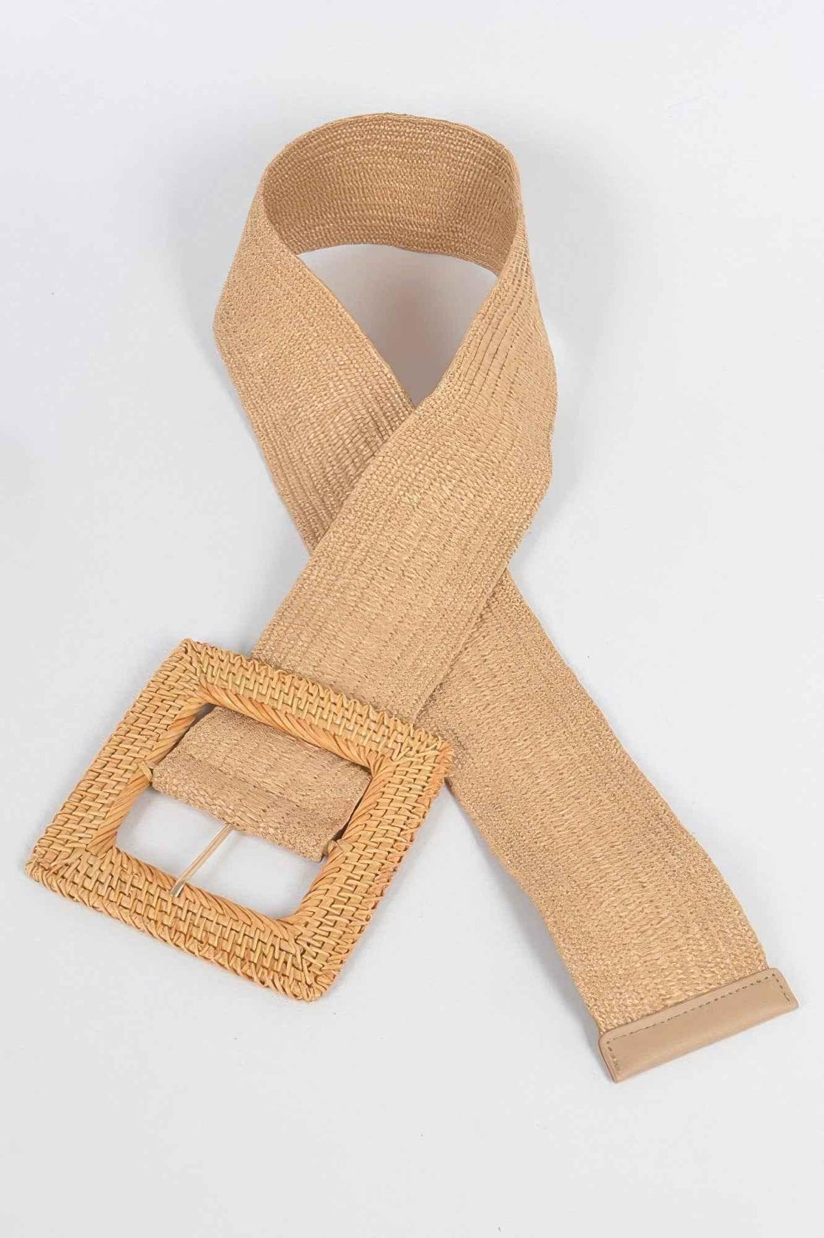 Oversized Bamboo Buckle Waist Elastic Belt
