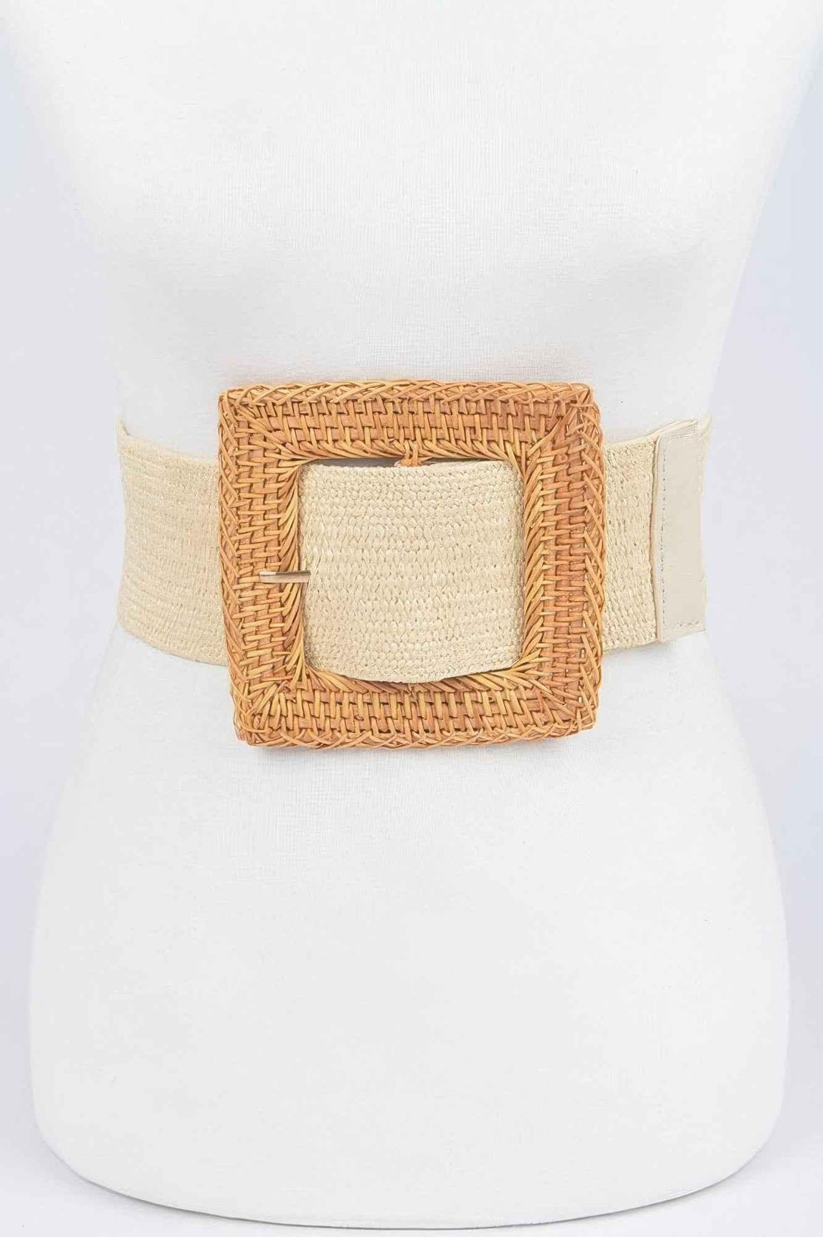 Oversized Bamboo Buckle Waist Elastic Belt