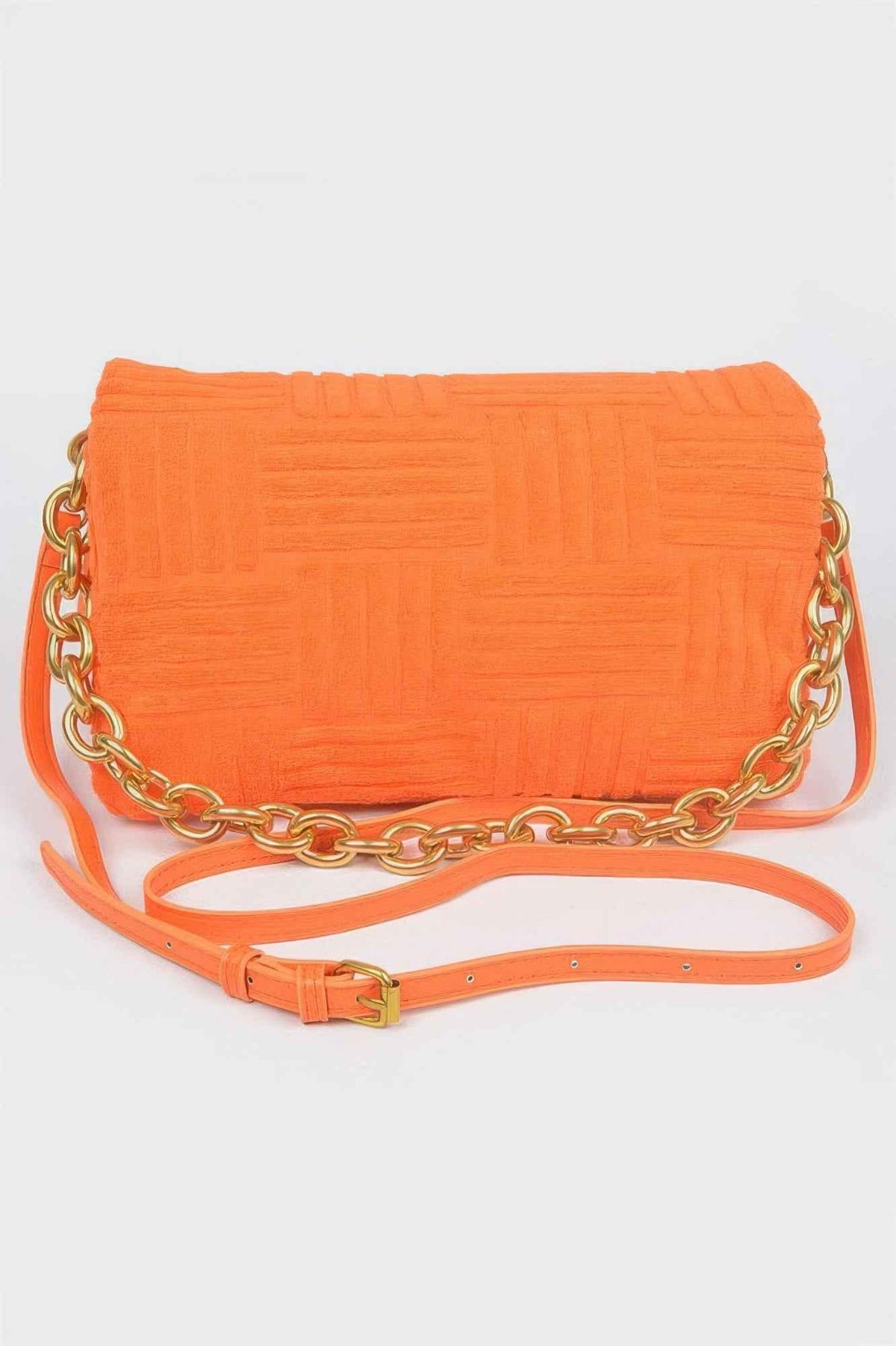 Towel Embossed Chain Flap Bag