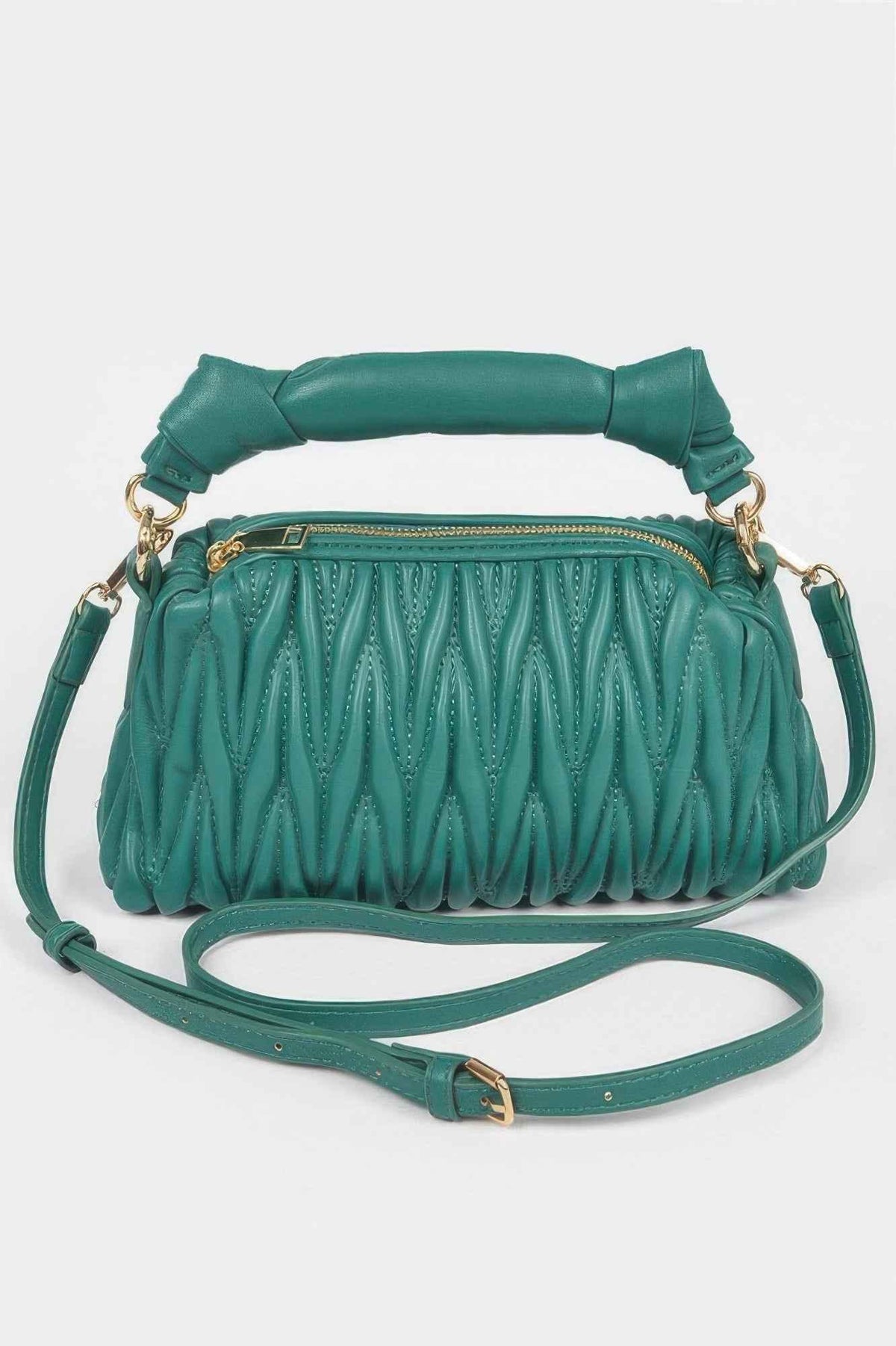 Quilted Faux Leather Top Handle Bag