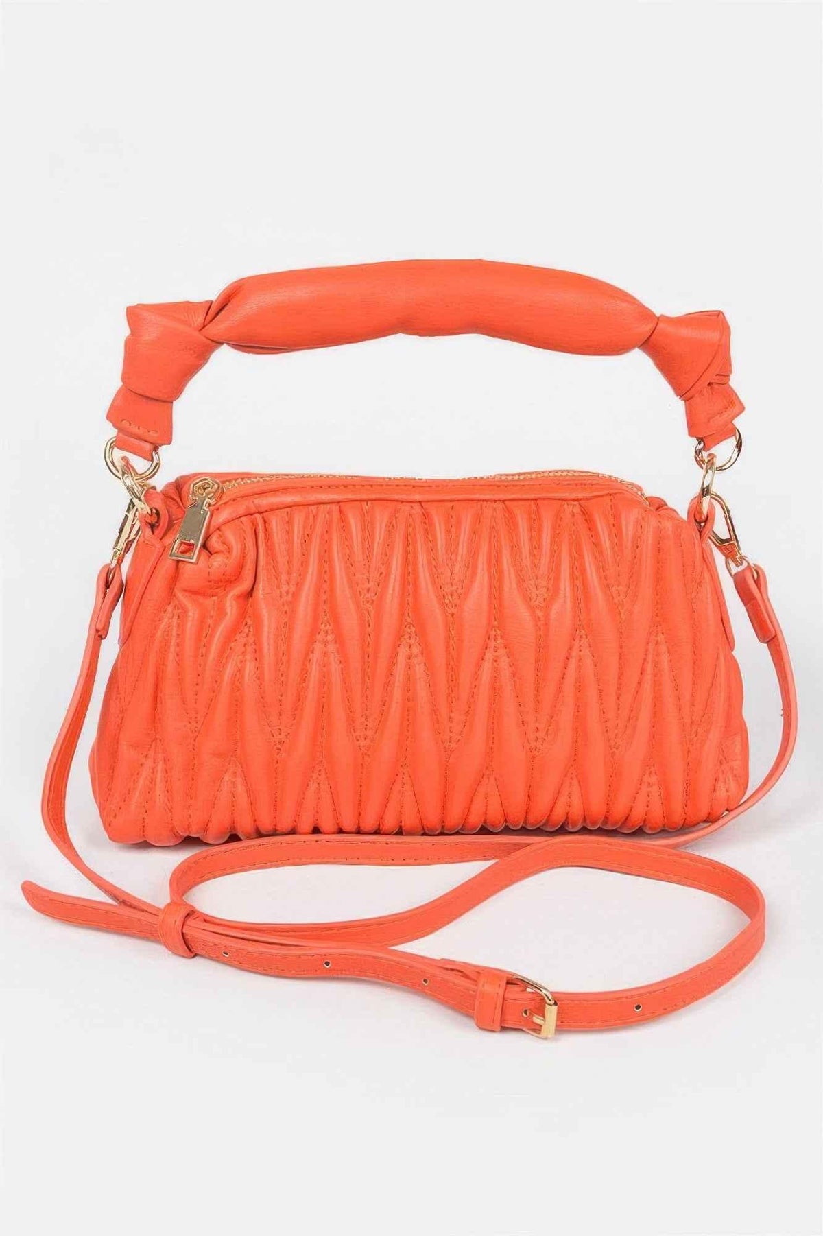 Quilted Faux Leather Top Handle Bag