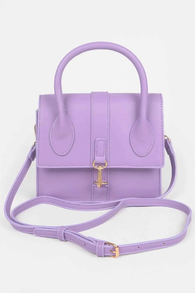 Faux Leather Top Handle Bag