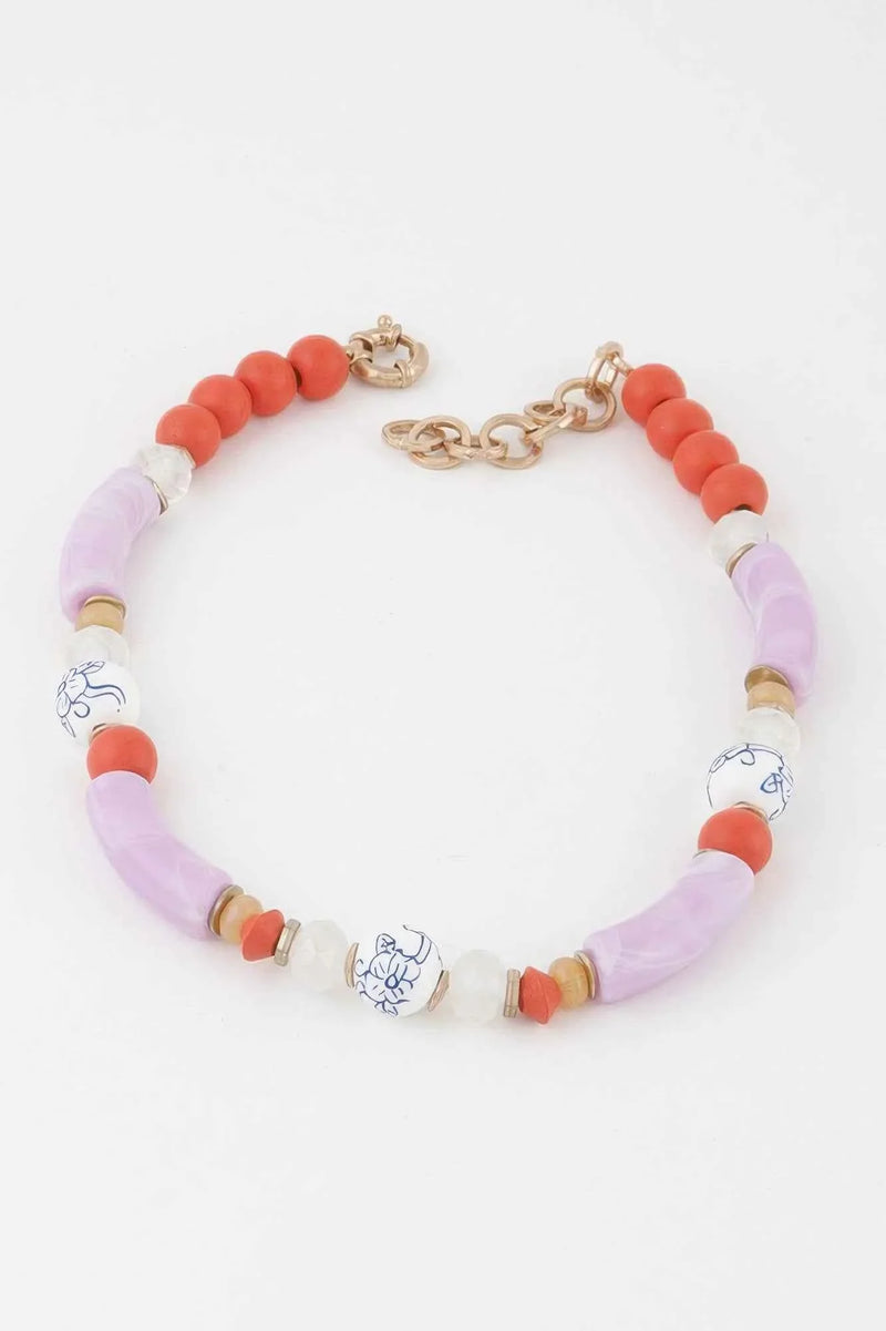 Flower Marble Bead Necklace