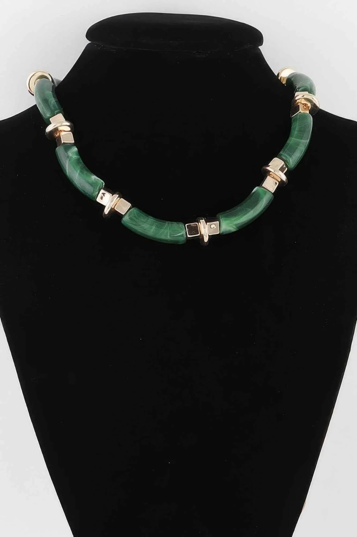 Wide Marble Tube Necklace