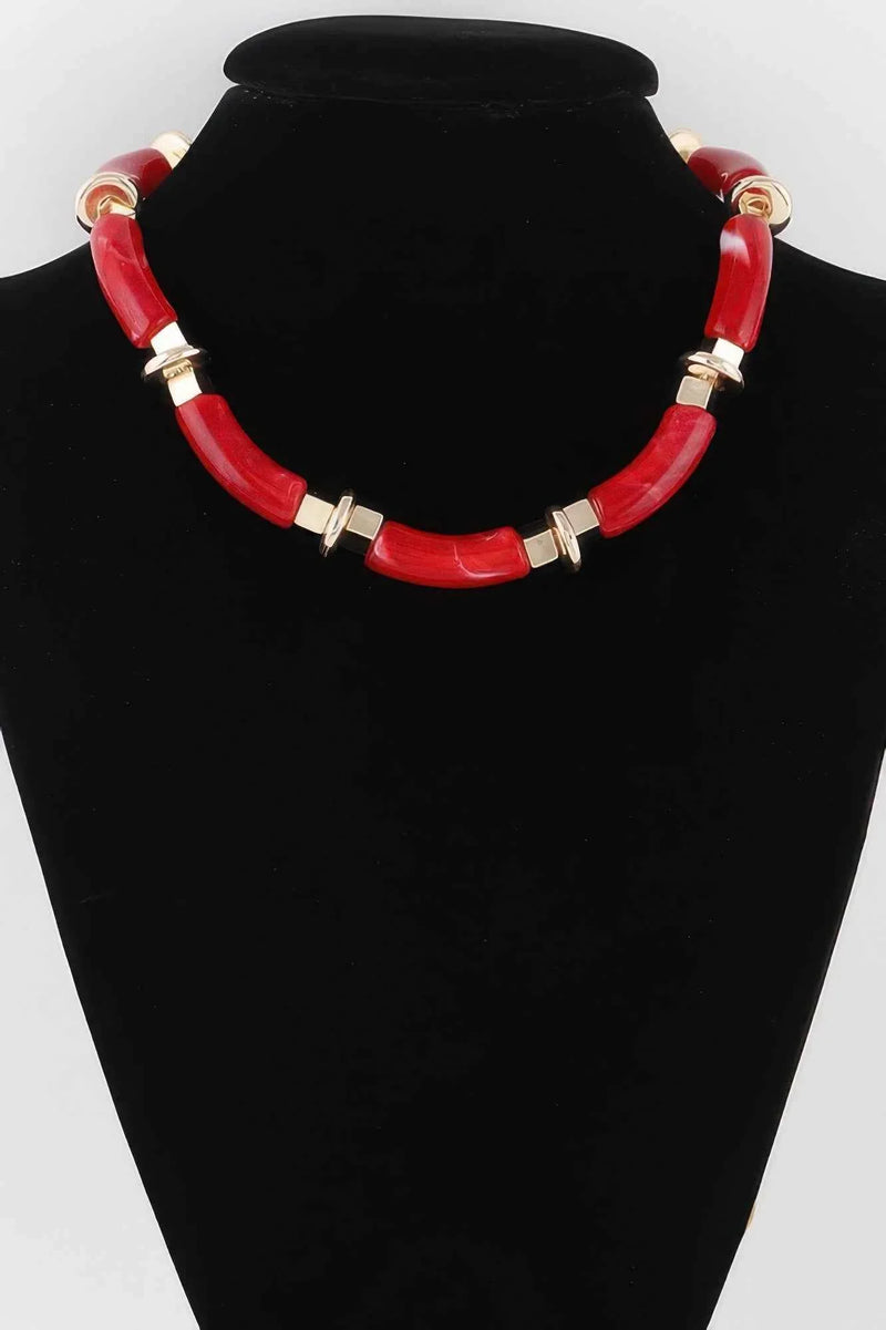 Wide Marble Tube Necklace