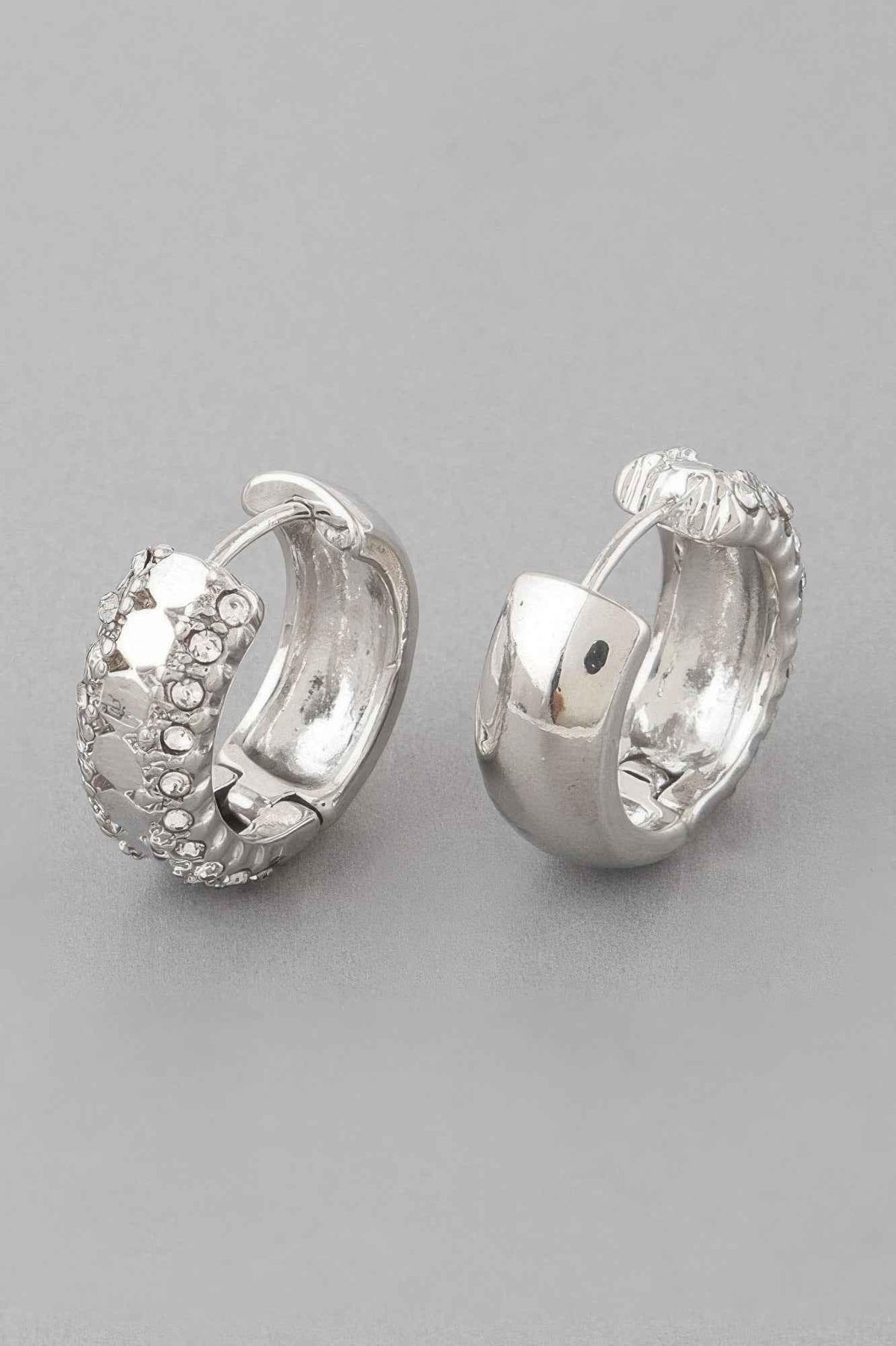 Half Jeweled Hoop Earrings