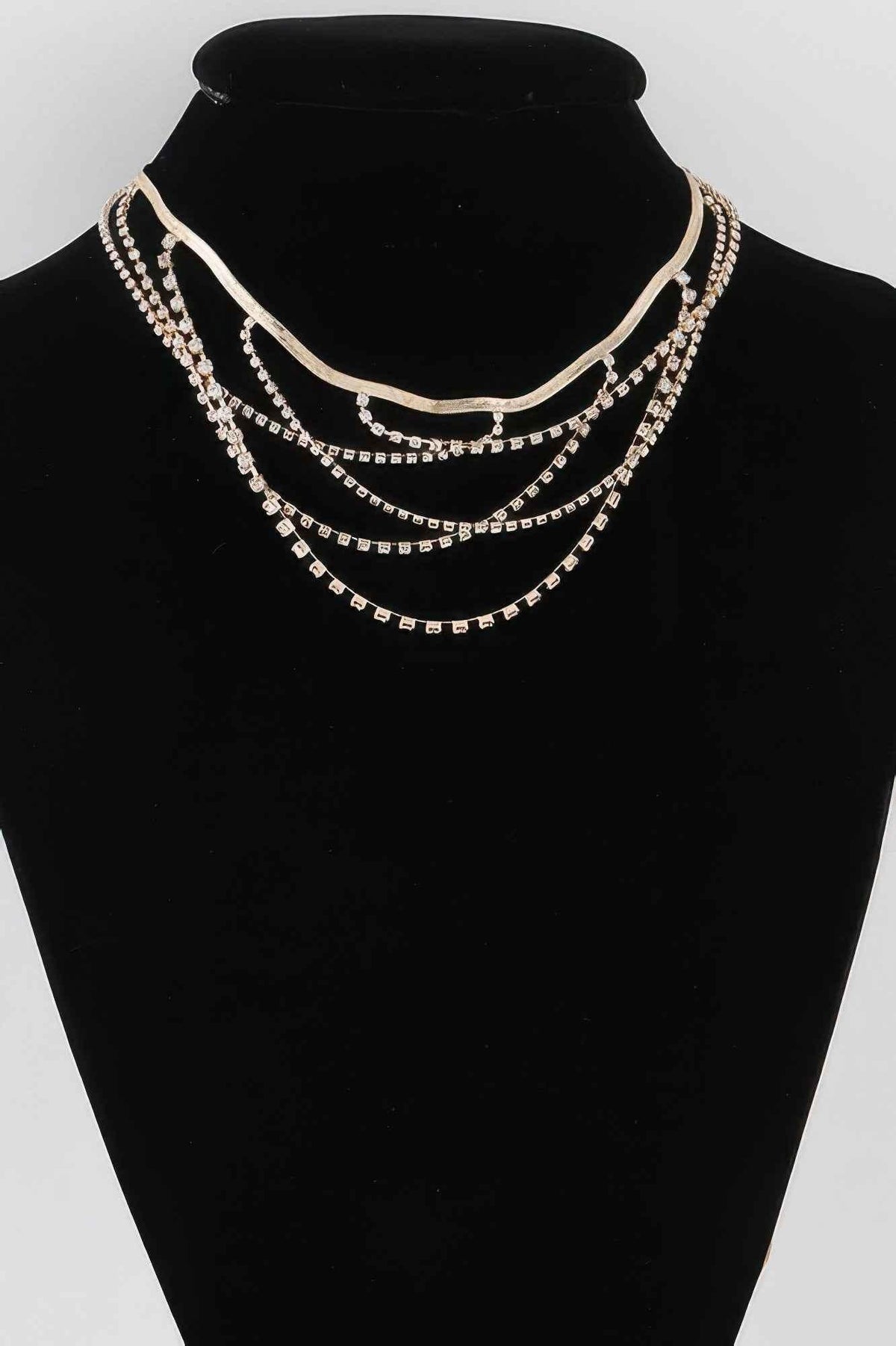 Multi Crystal Laced Strand Necklace