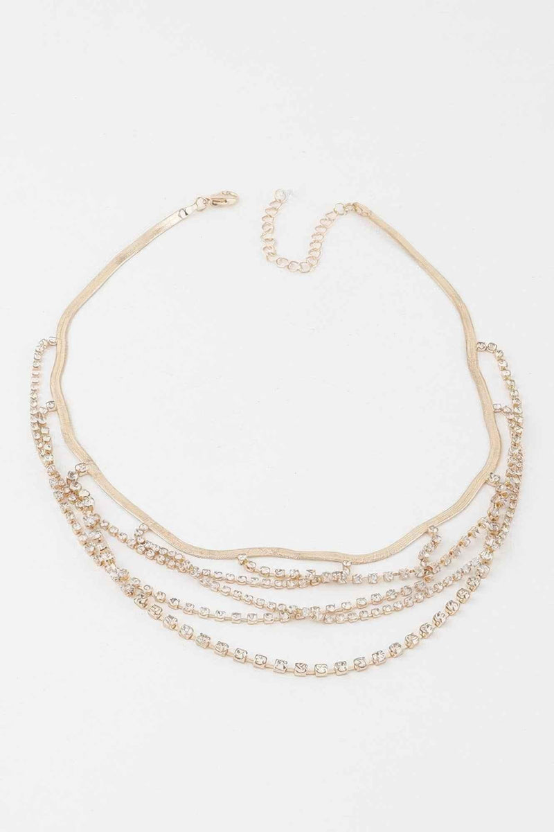 Multi Crystal Laced Strand Necklace