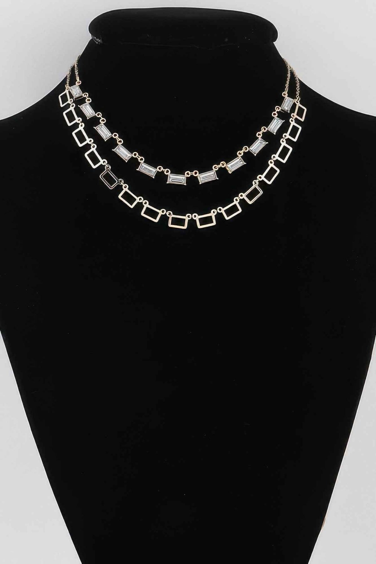 Multi Square Crystal Charm Necklace